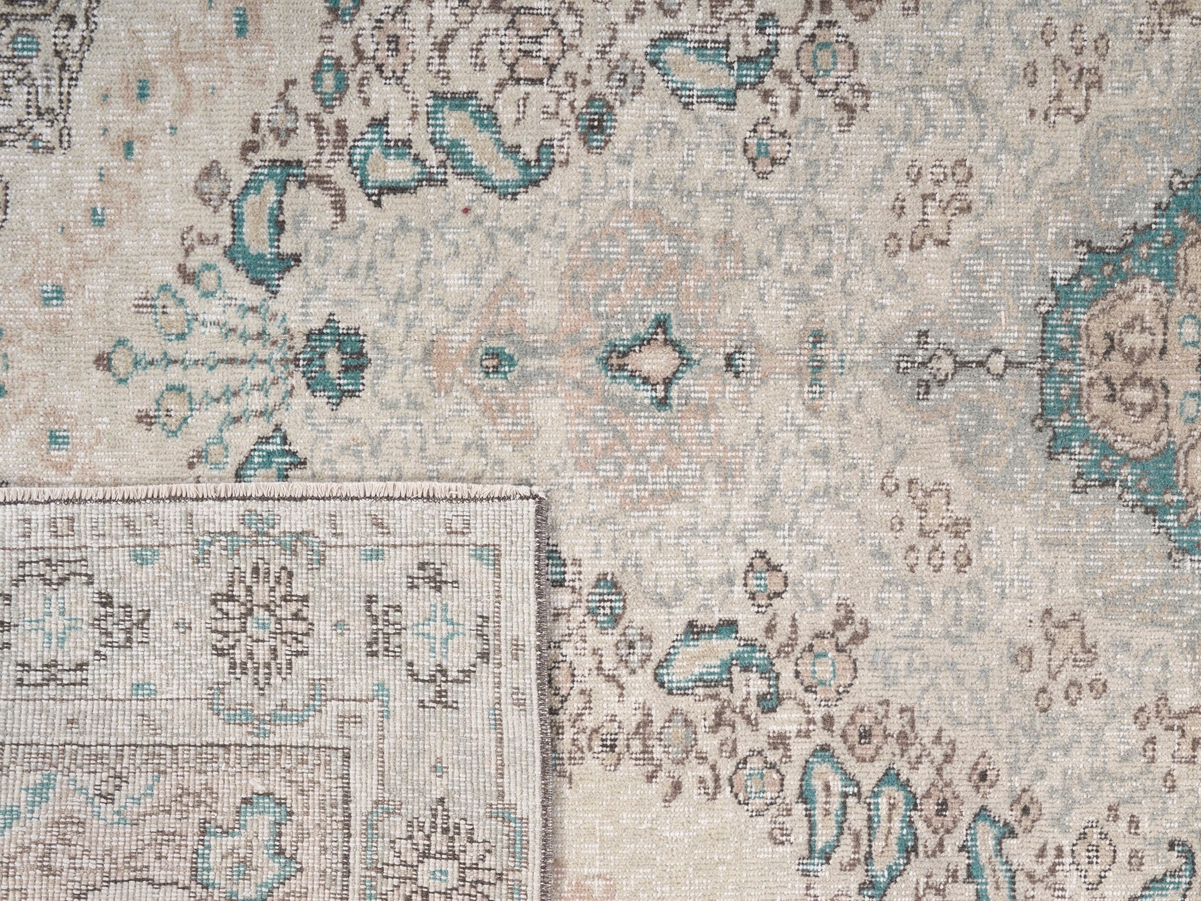 Turkish Isparta area rug in cream and greige, view 10 of 10