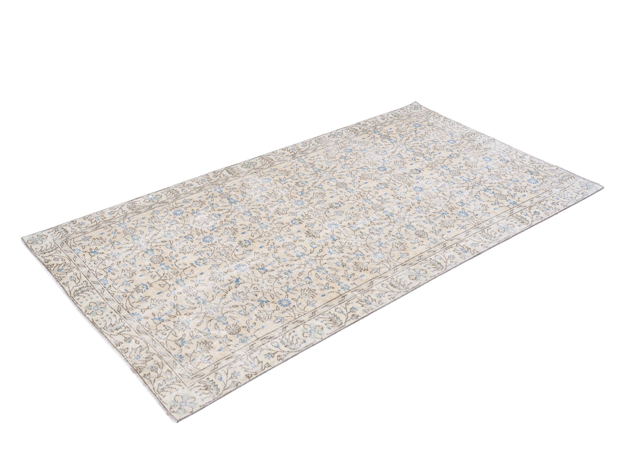 Turkish Isparta area rug in cream and greige, view 3 of 10