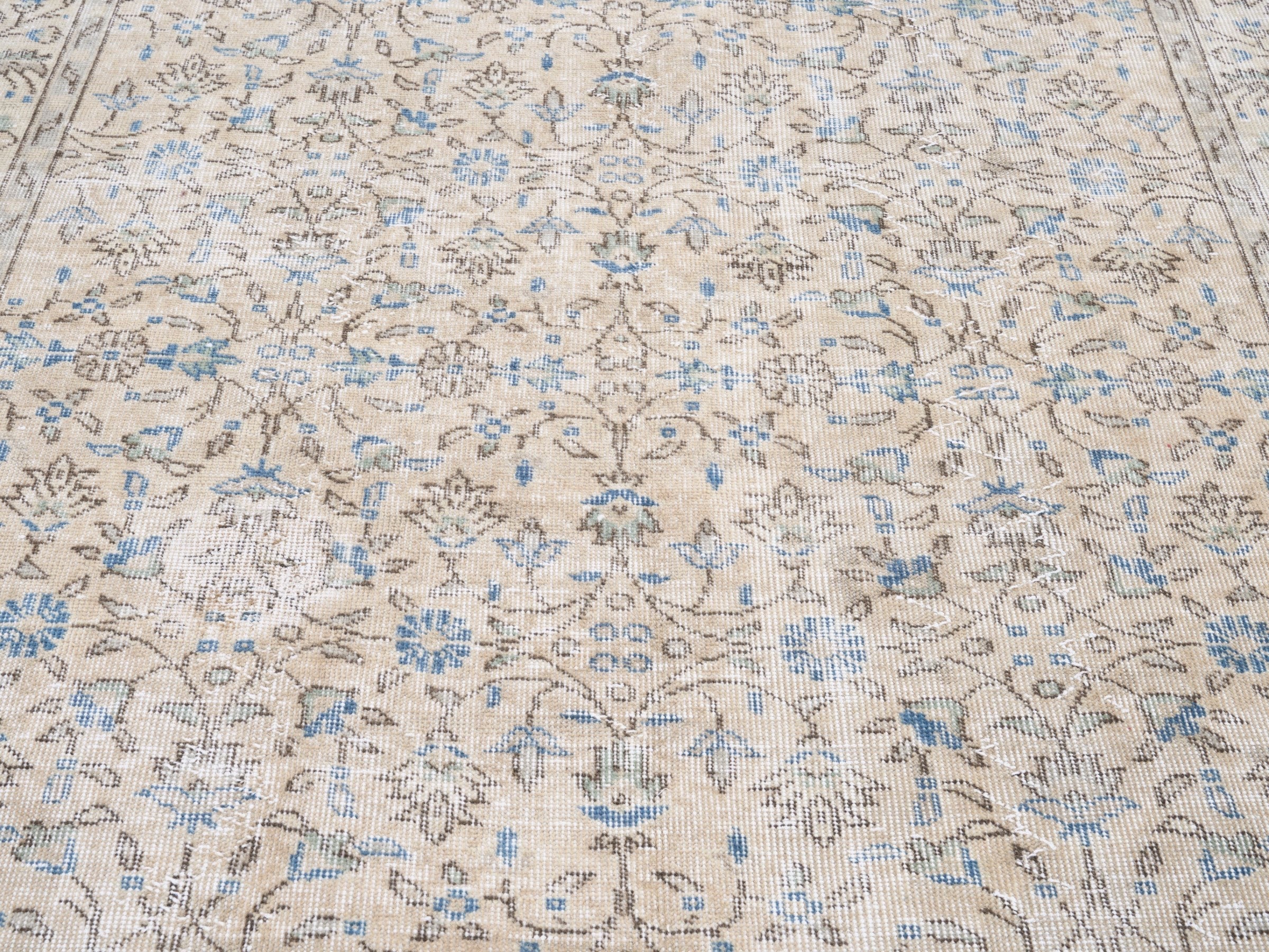 Turkish Isparta area rug in cream and greige, view 4 of 10
