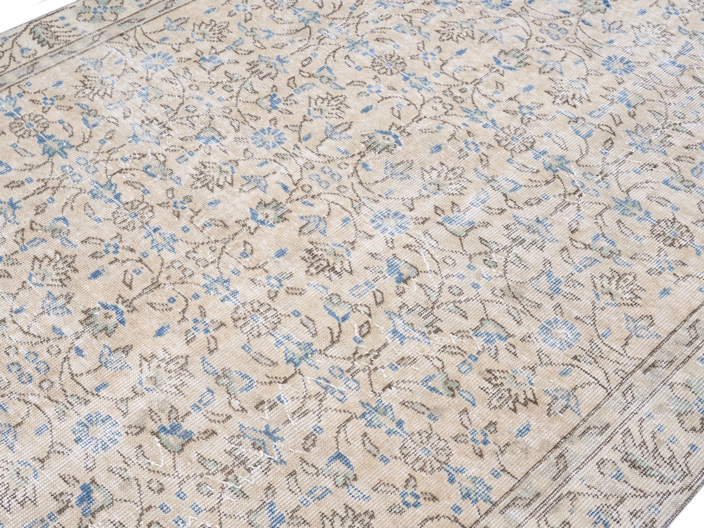 Turkish Isparta area rug in cream and greige, view 5 of 10