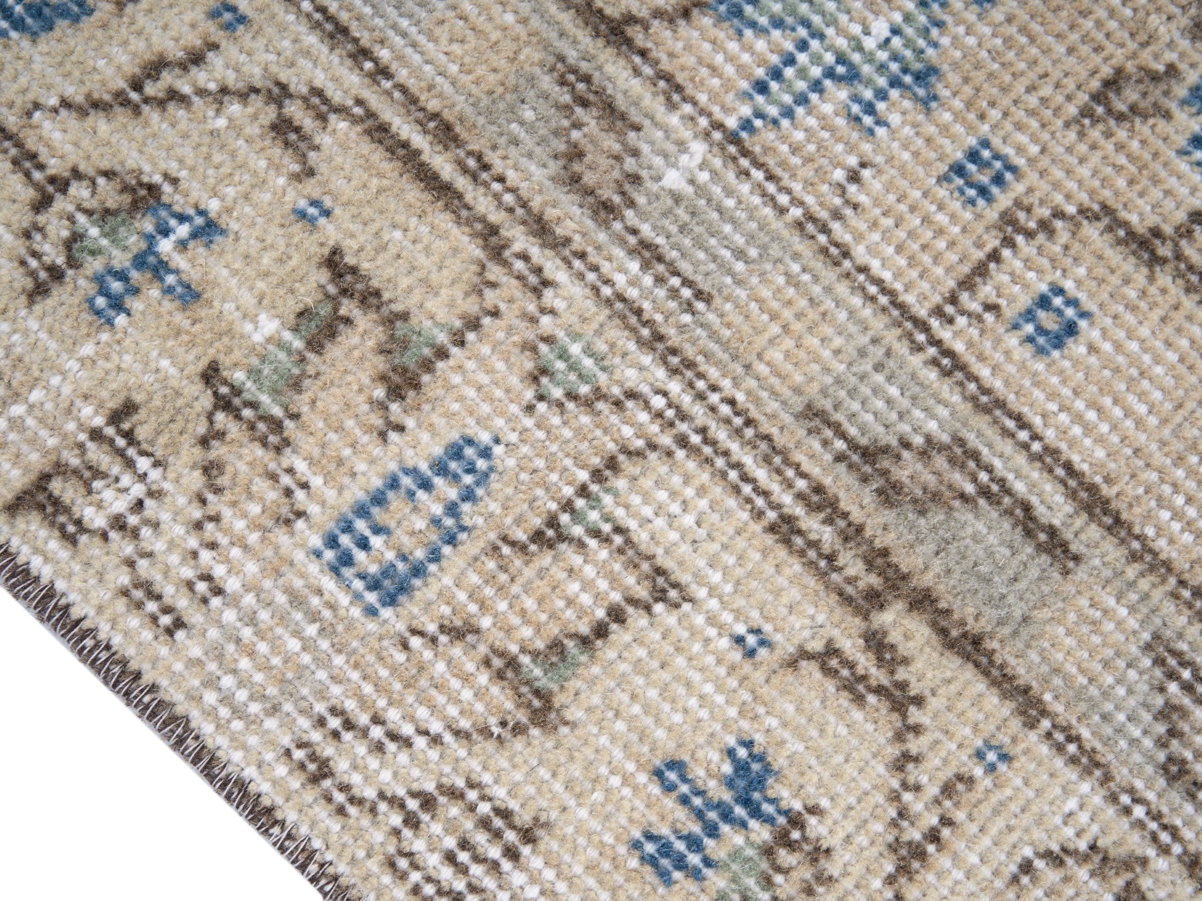 Turkish Isparta area rug in cream and greige, view 6 of 10