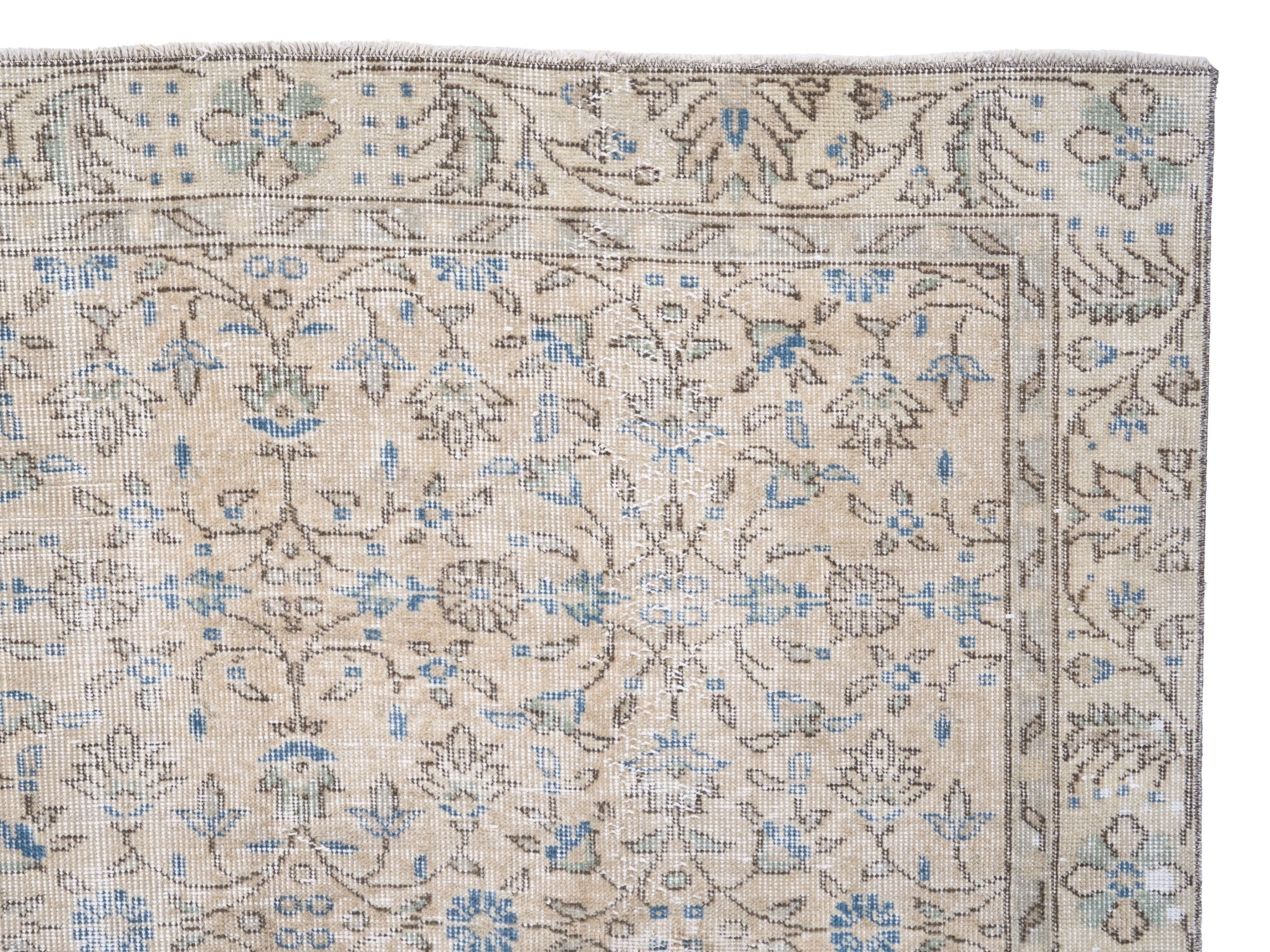 Turkish Isparta area rug in cream and greige, view 8 of 10