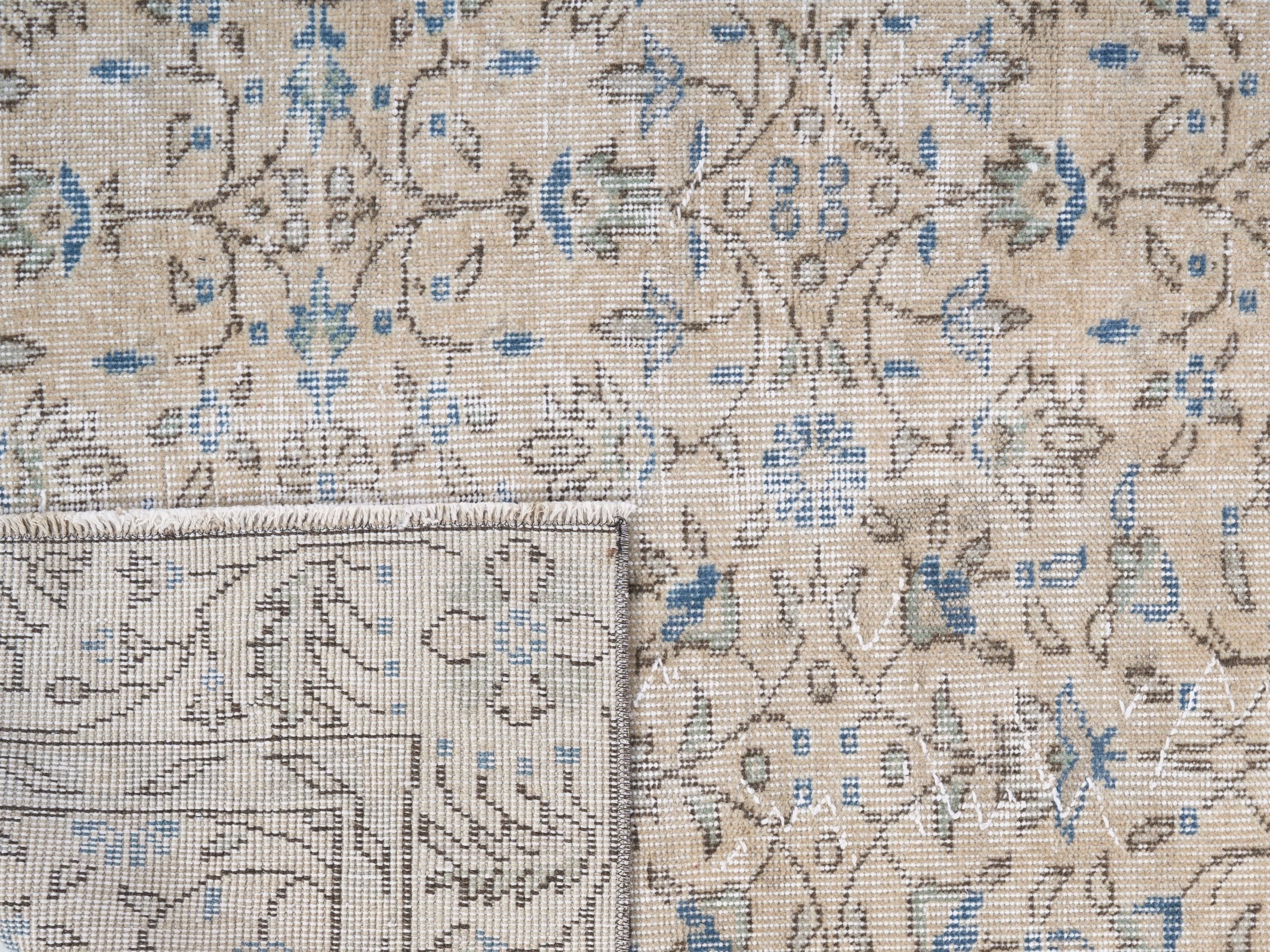 Turkish Isparta area rug in cream and greige, view 10 of 10