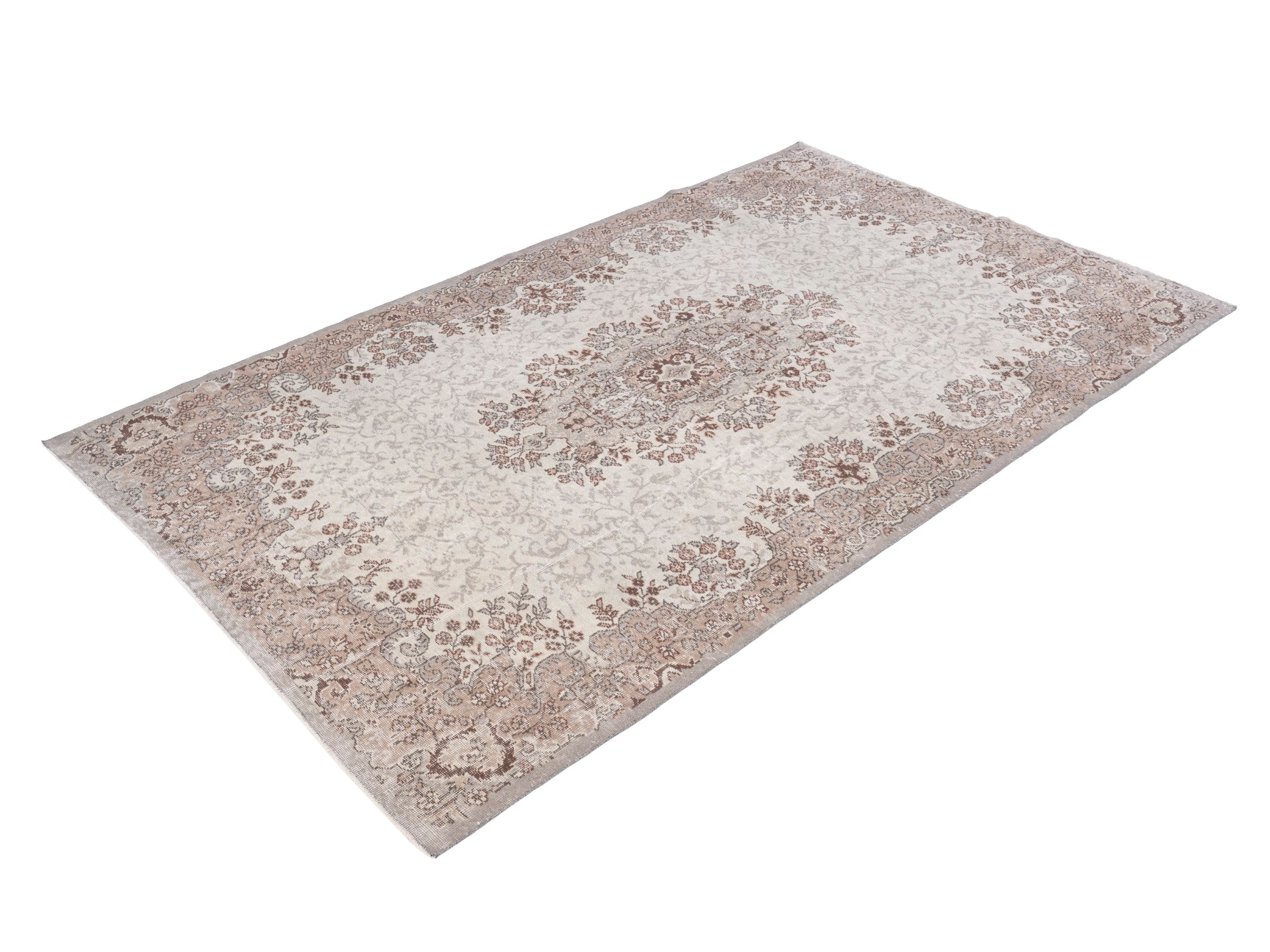 Turkish Isparta area rug in cream and rust, view 3 of 10