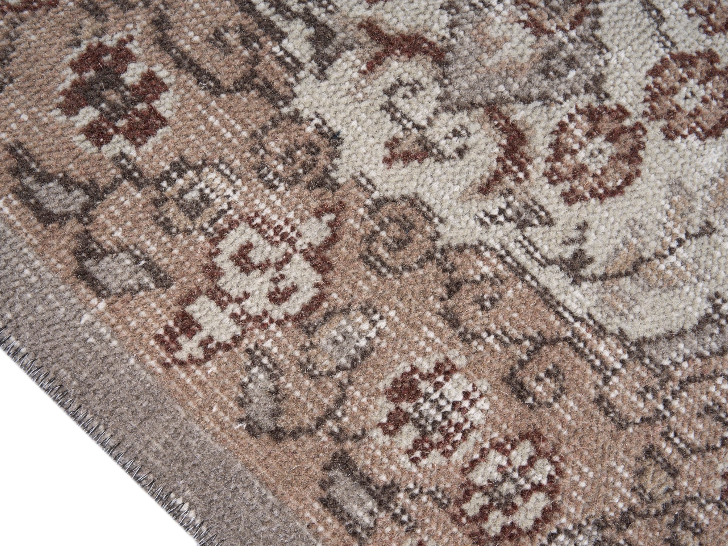 Turkish Isparta area rug in cream and rust, view 6 of 10