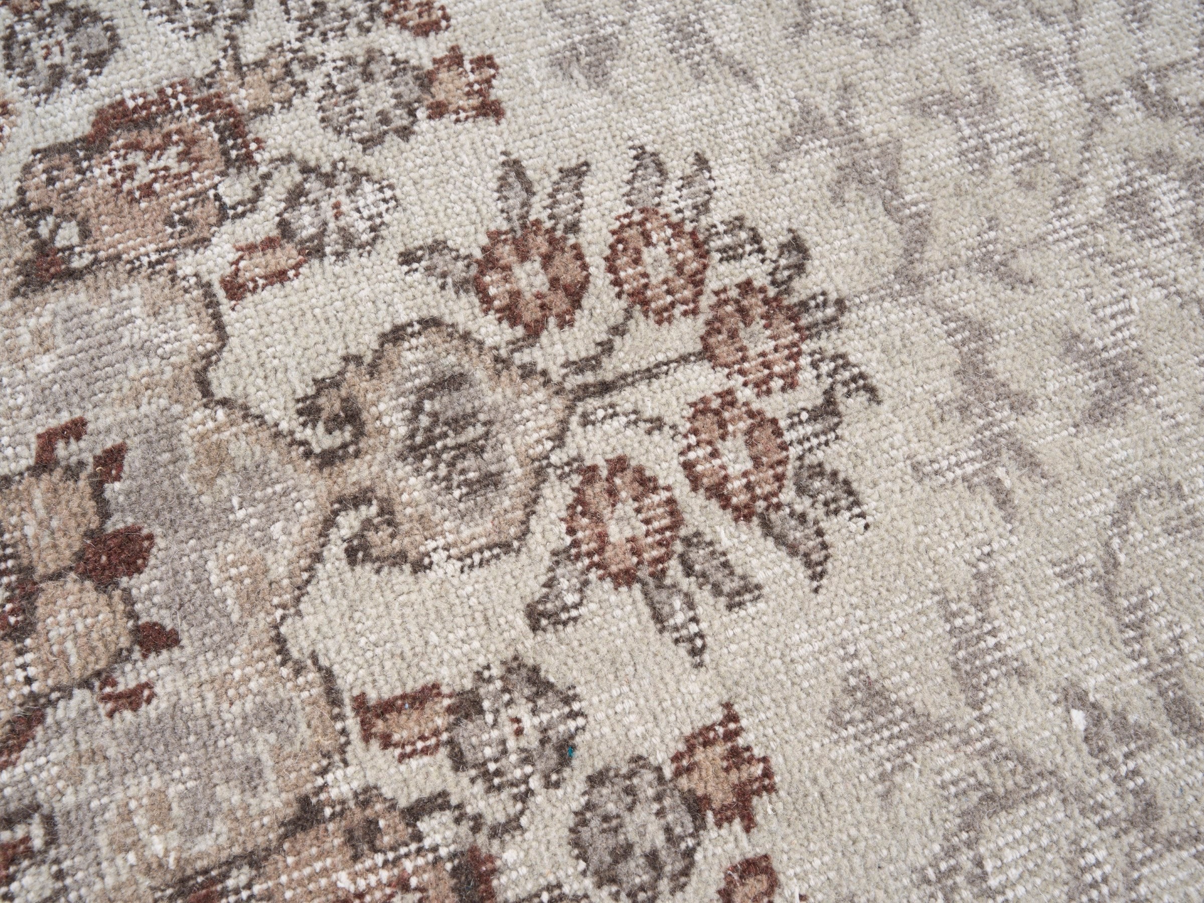 Turkish Isparta area rug in cream and rust, view 7 of 10