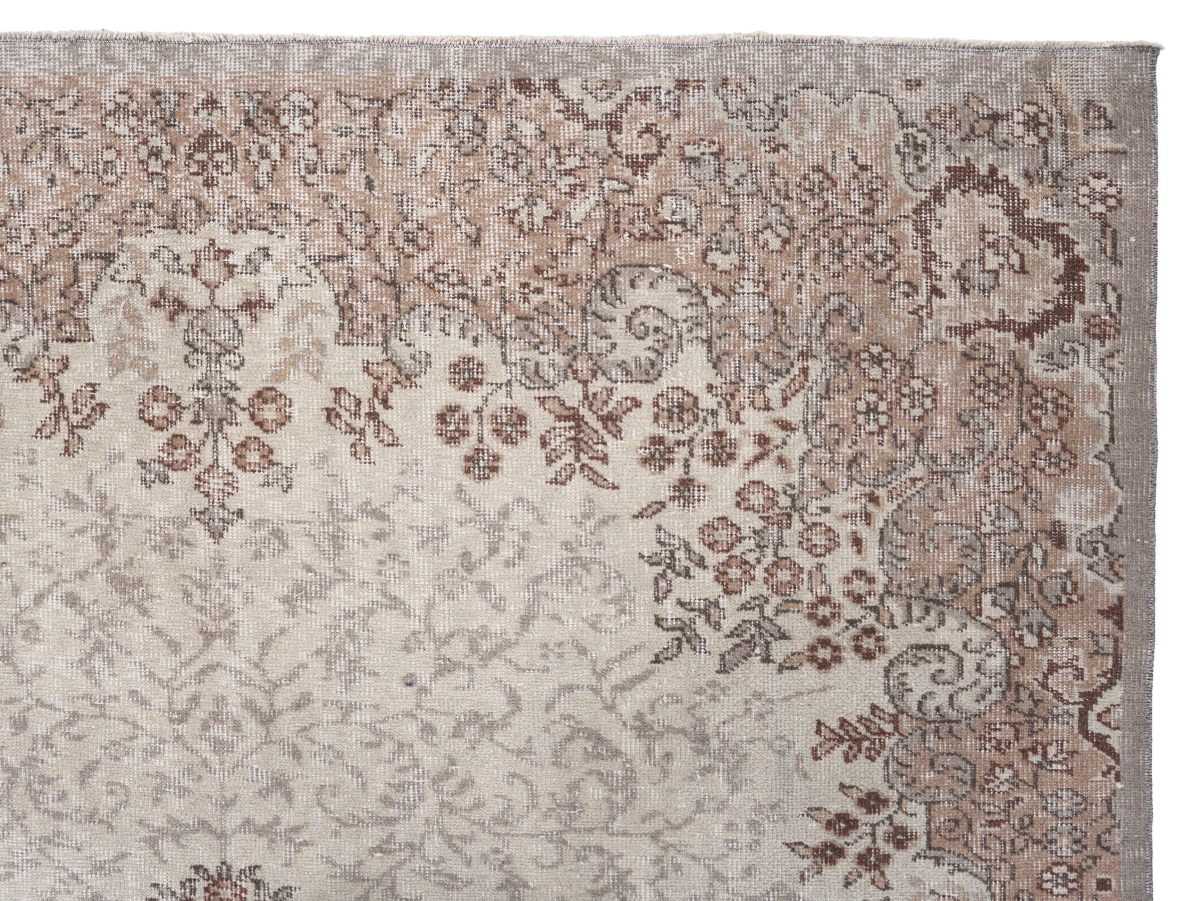 Turkish Isparta area rug in cream and rust, view 8 of 10