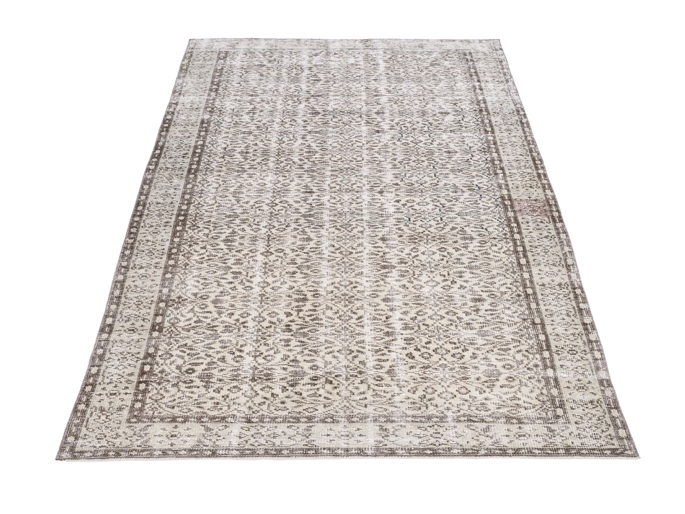 Turkish Manisa area rug in taupe and greige, view 2 of 10