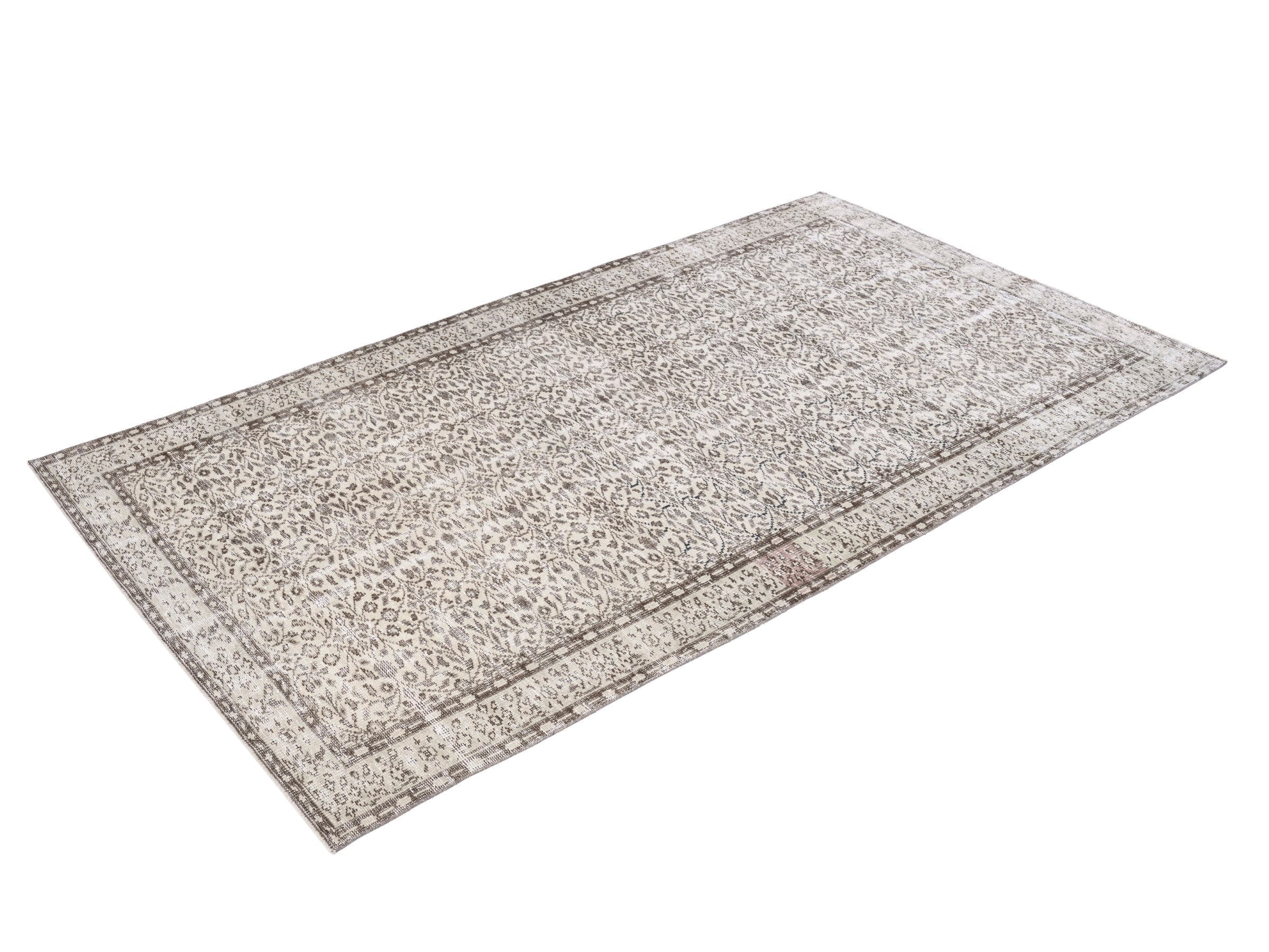 Turkish Manisa area rug in taupe and greige, view 3 of 10