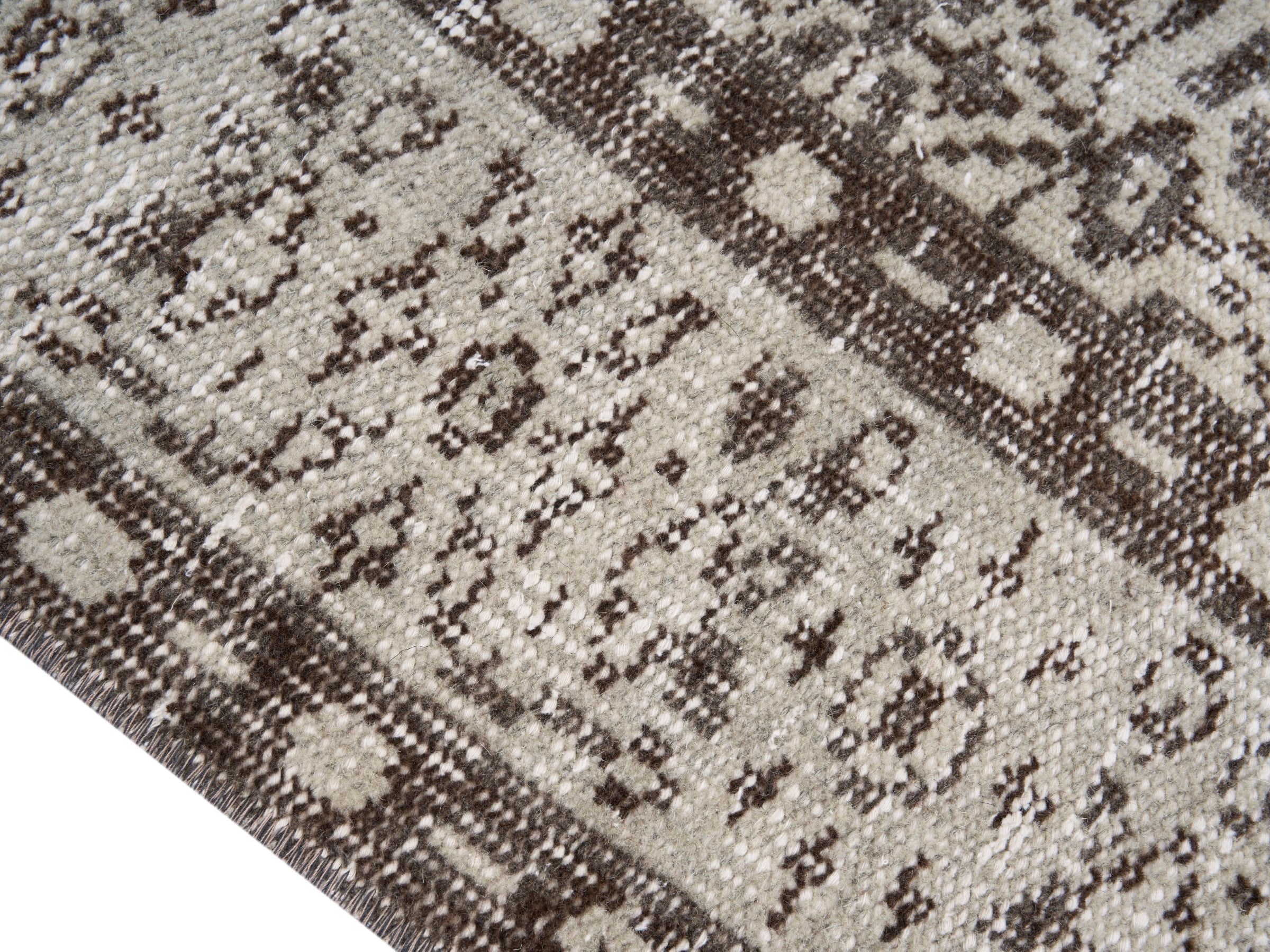 Turkish Manisa area rug in taupe and greige, view 6 of 10