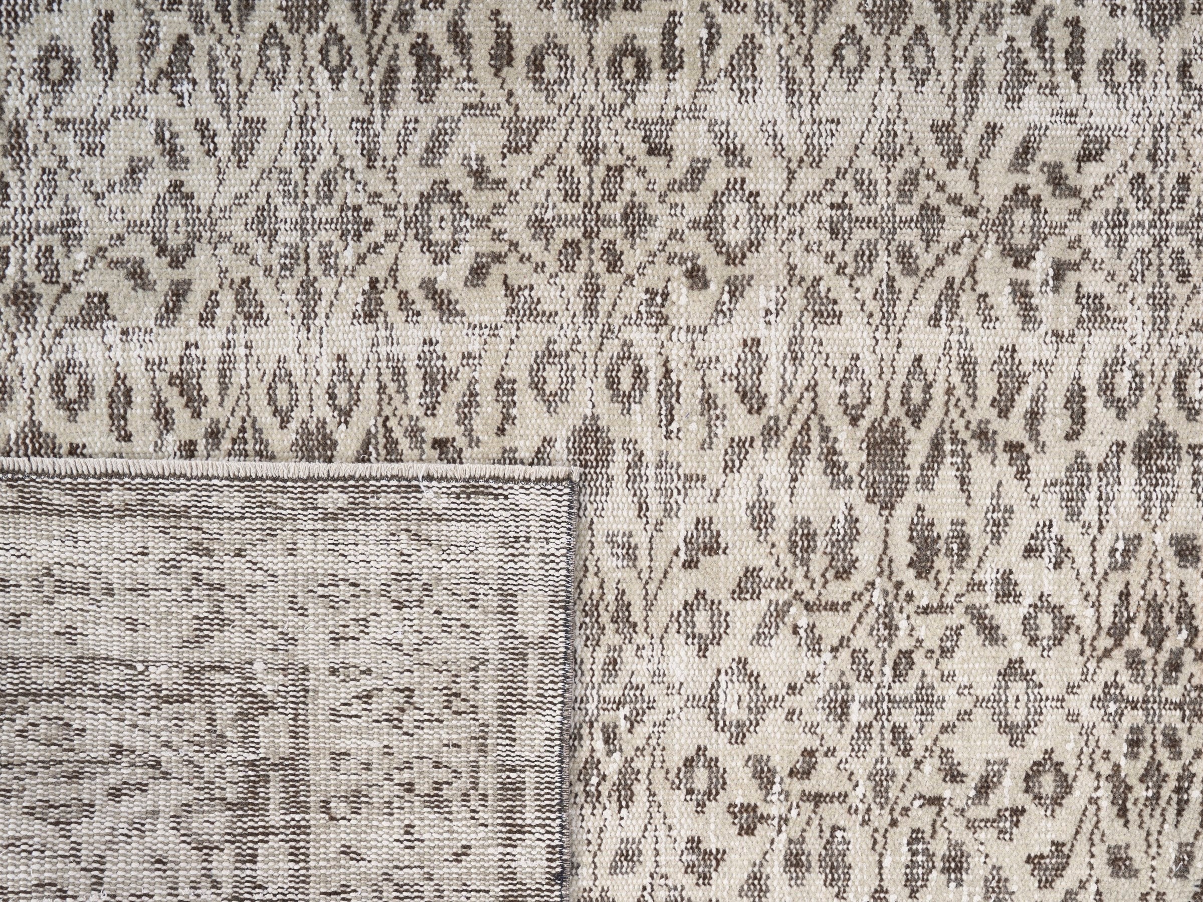 Turkish Manisa area rug in taupe and greige, view 10 of 10