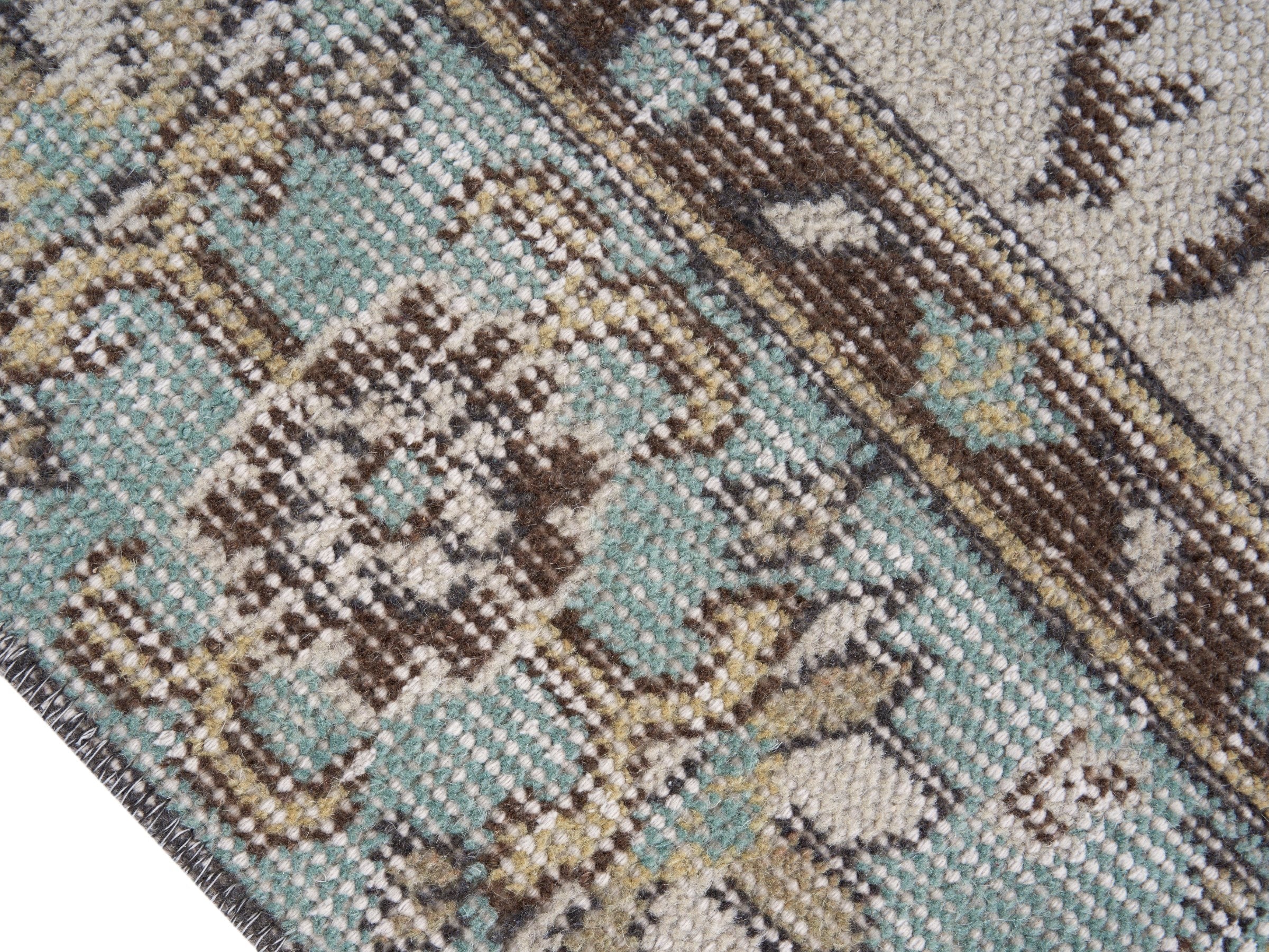 Turkish Isparta area rug in ivory and sage, view 6 of 10