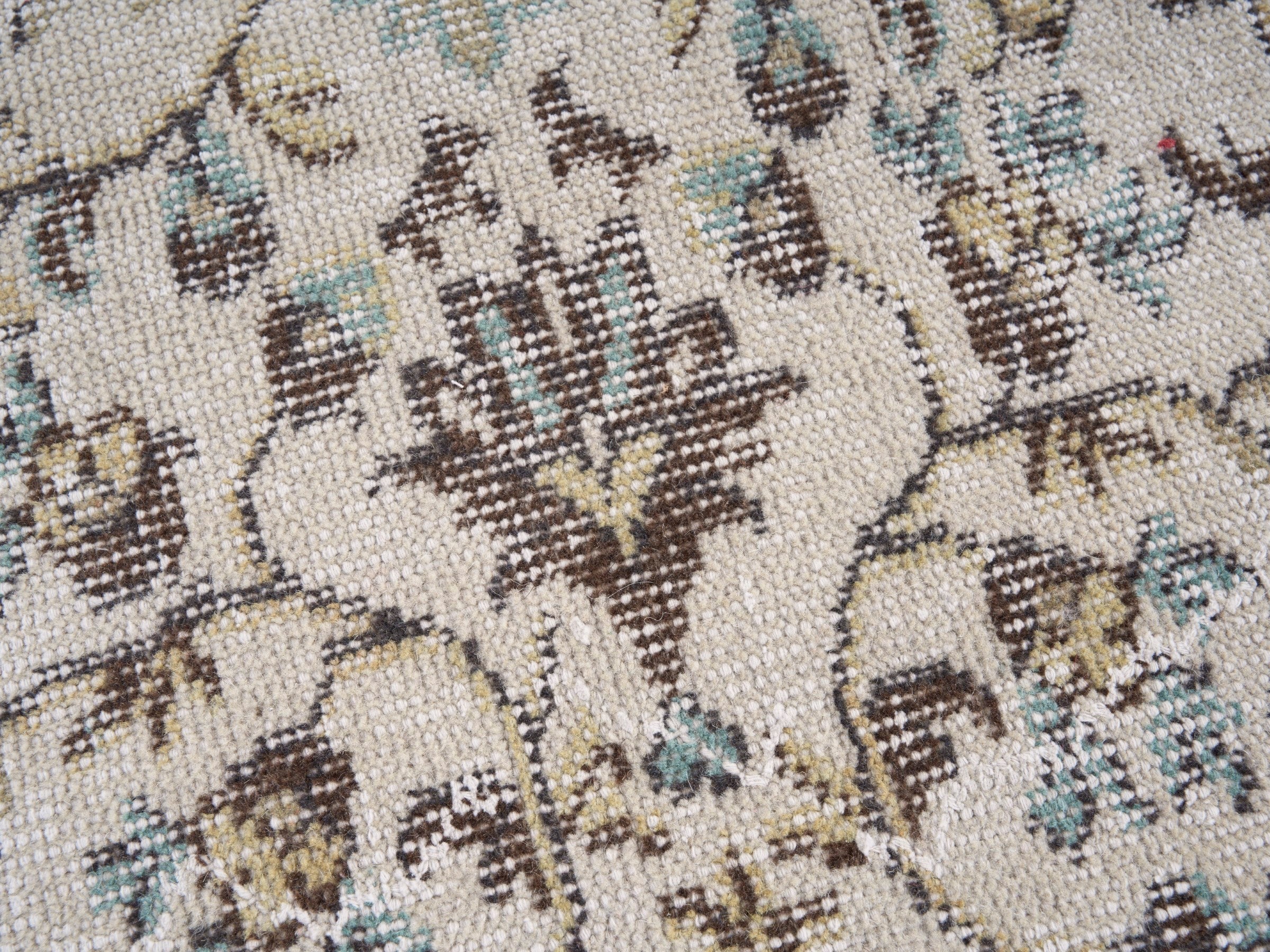 Turkish Isparta area rug in ivory and sage, view 7 of 10