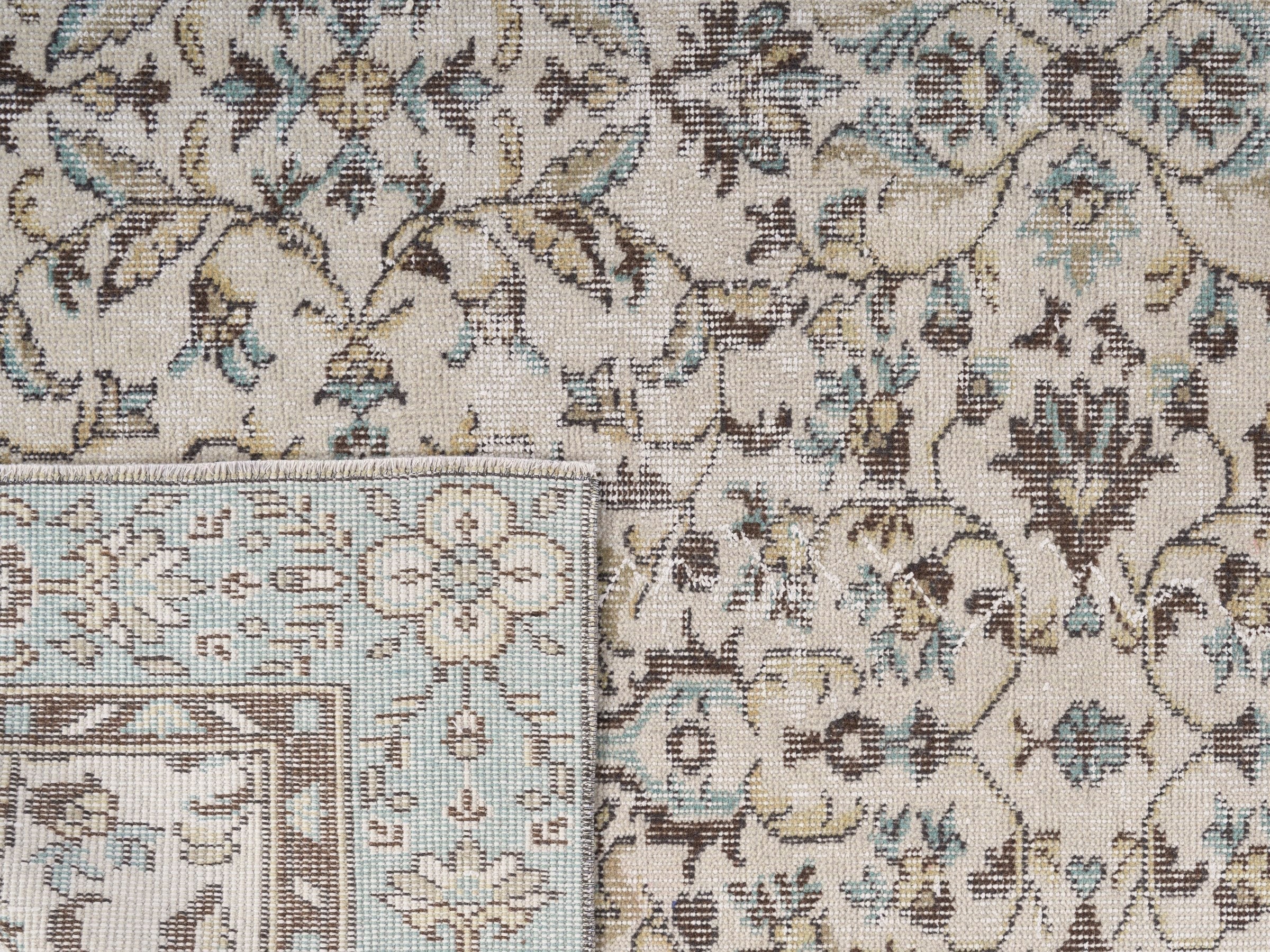 Turkish Isparta area rug in ivory and sage, view 10 of 10