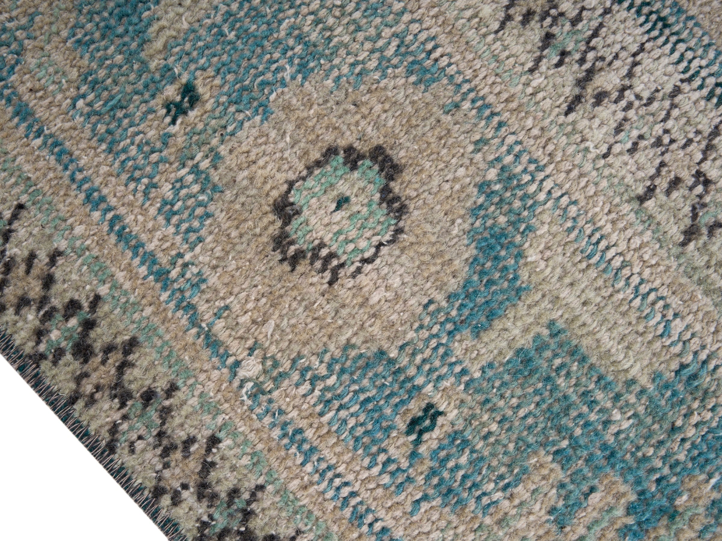 Turkish Manisa area rug in cream and sky, view 6 of 10