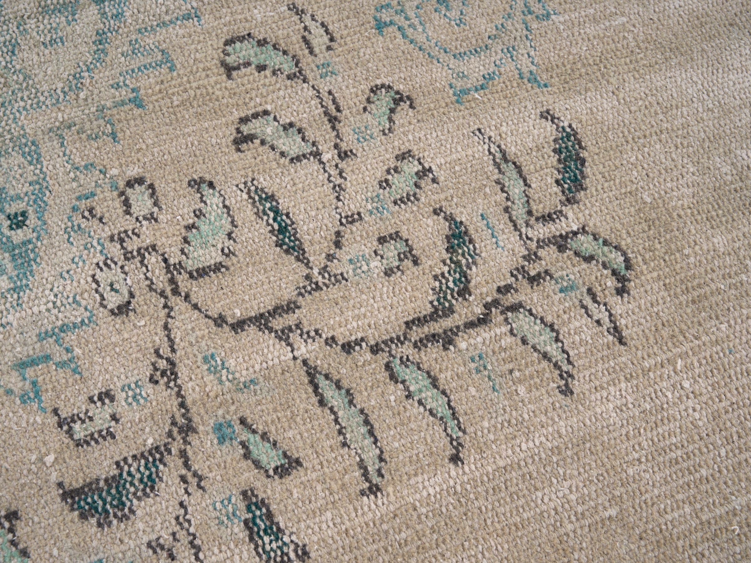 Turkish Manisa area rug in cream and sky, view 7 of 10