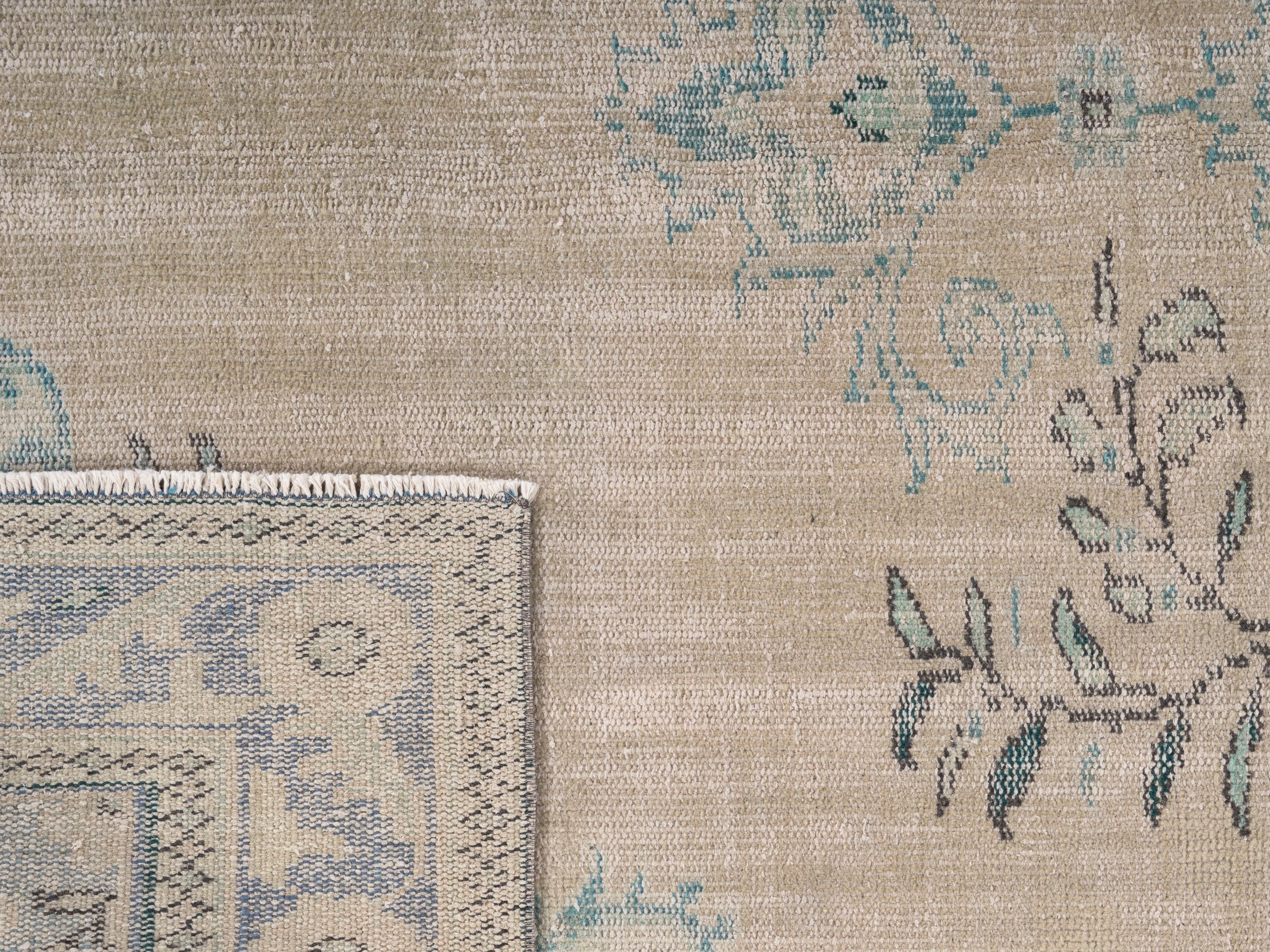 Turkish Manisa area rug in cream and sky, view 10 of 10