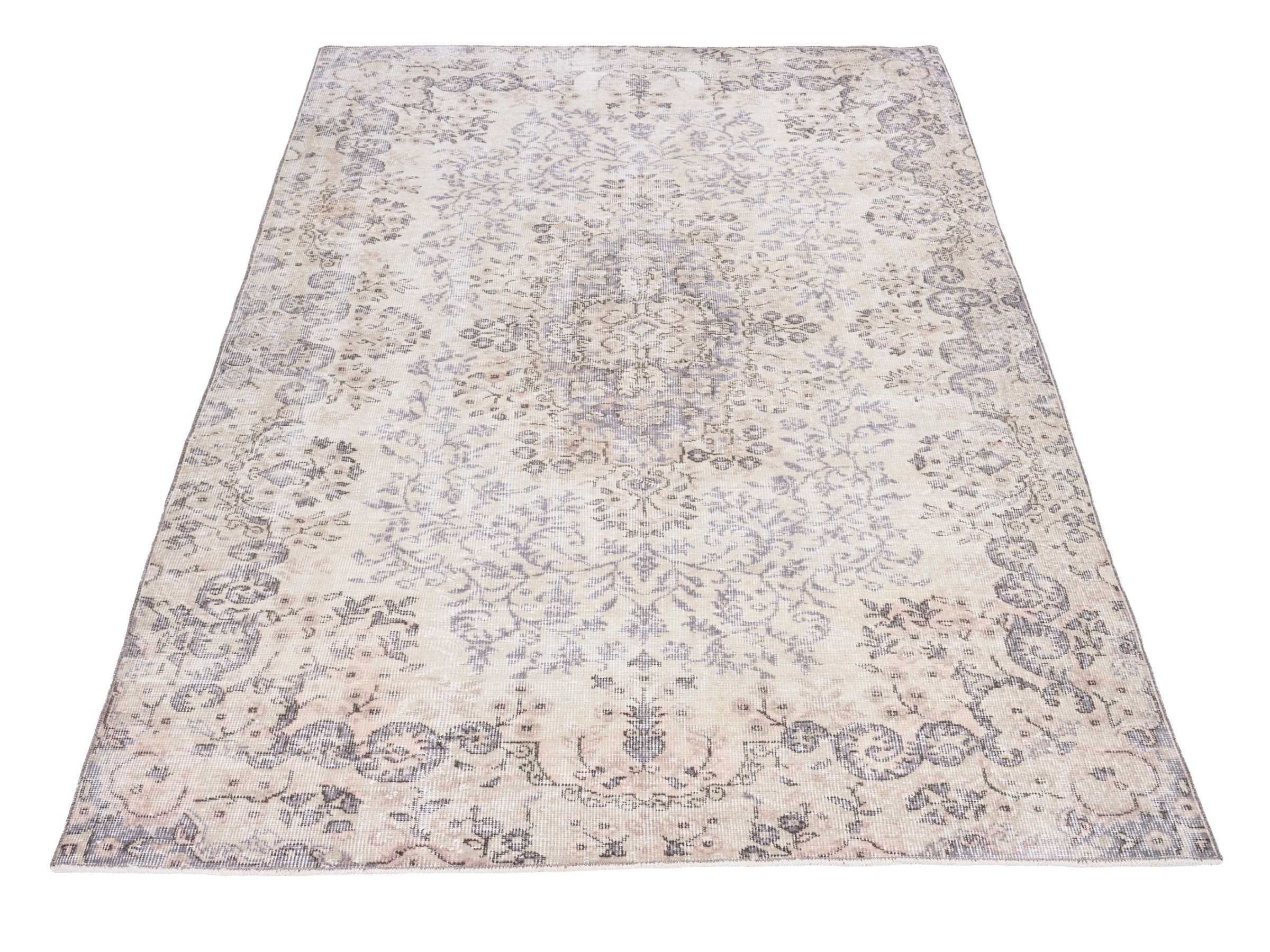 Turkish Isparta area rug in cream and taupe, view 2 of 10