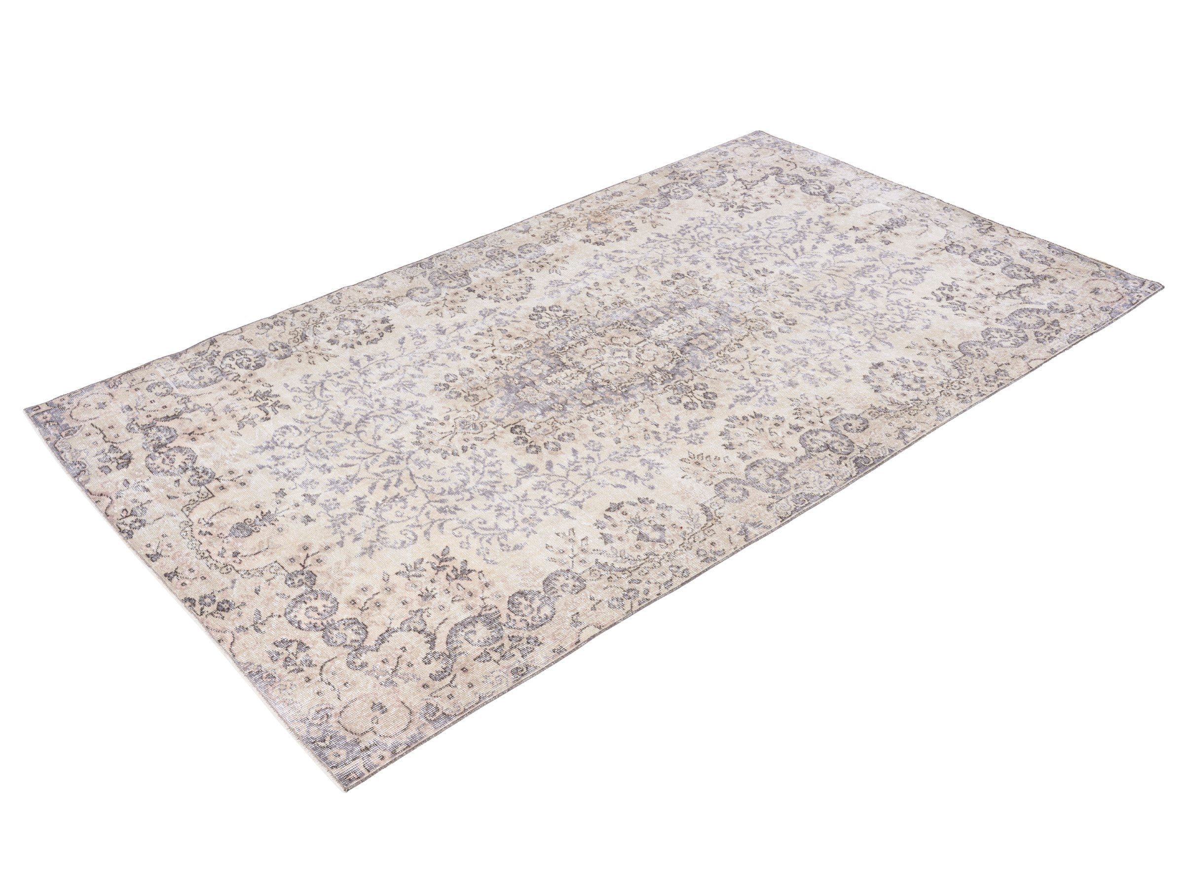 Turkish Isparta area rug in cream and taupe, view 3 of 10