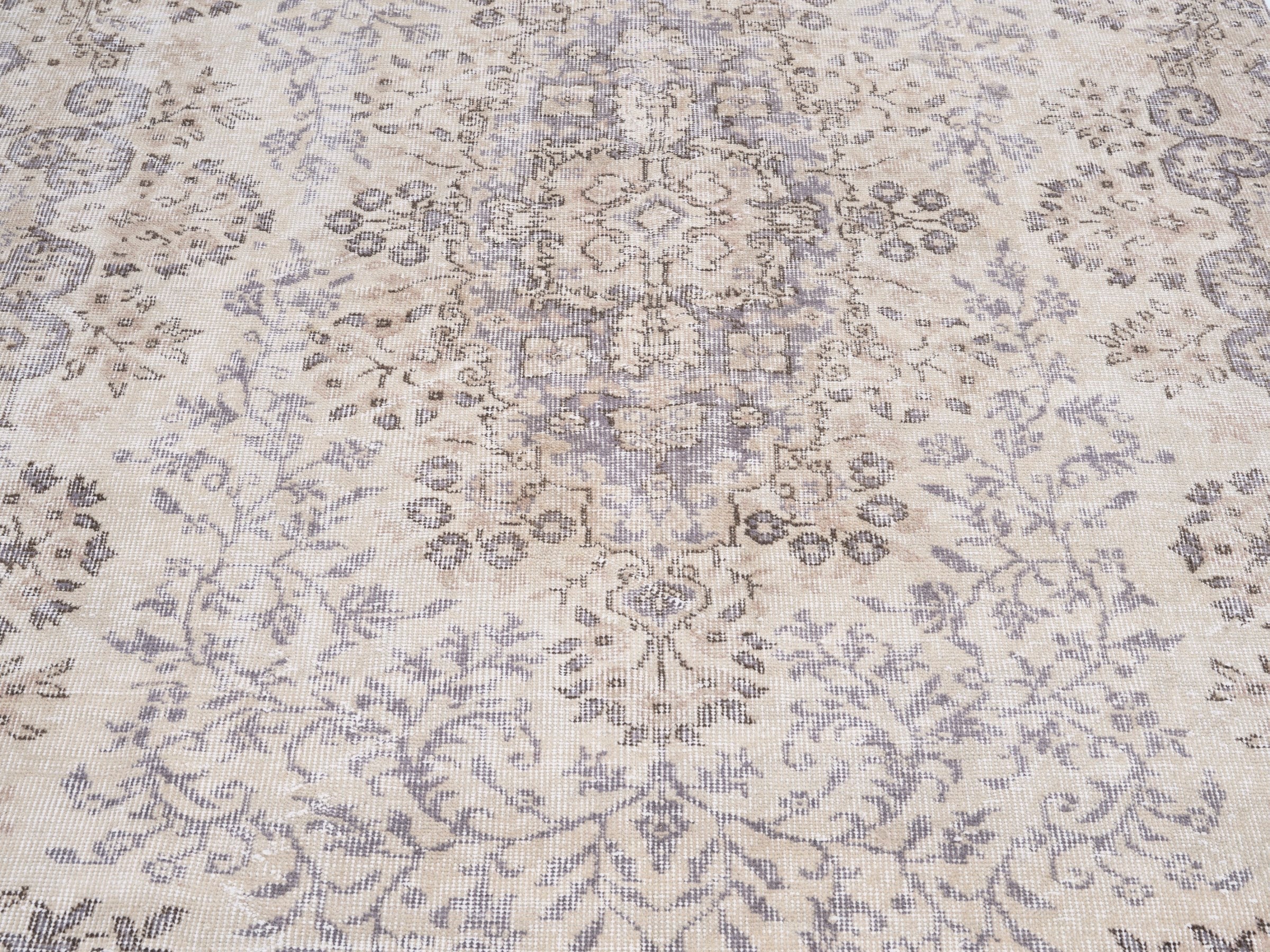 Turkish Isparta area rug in cream and taupe, view 4 of 10