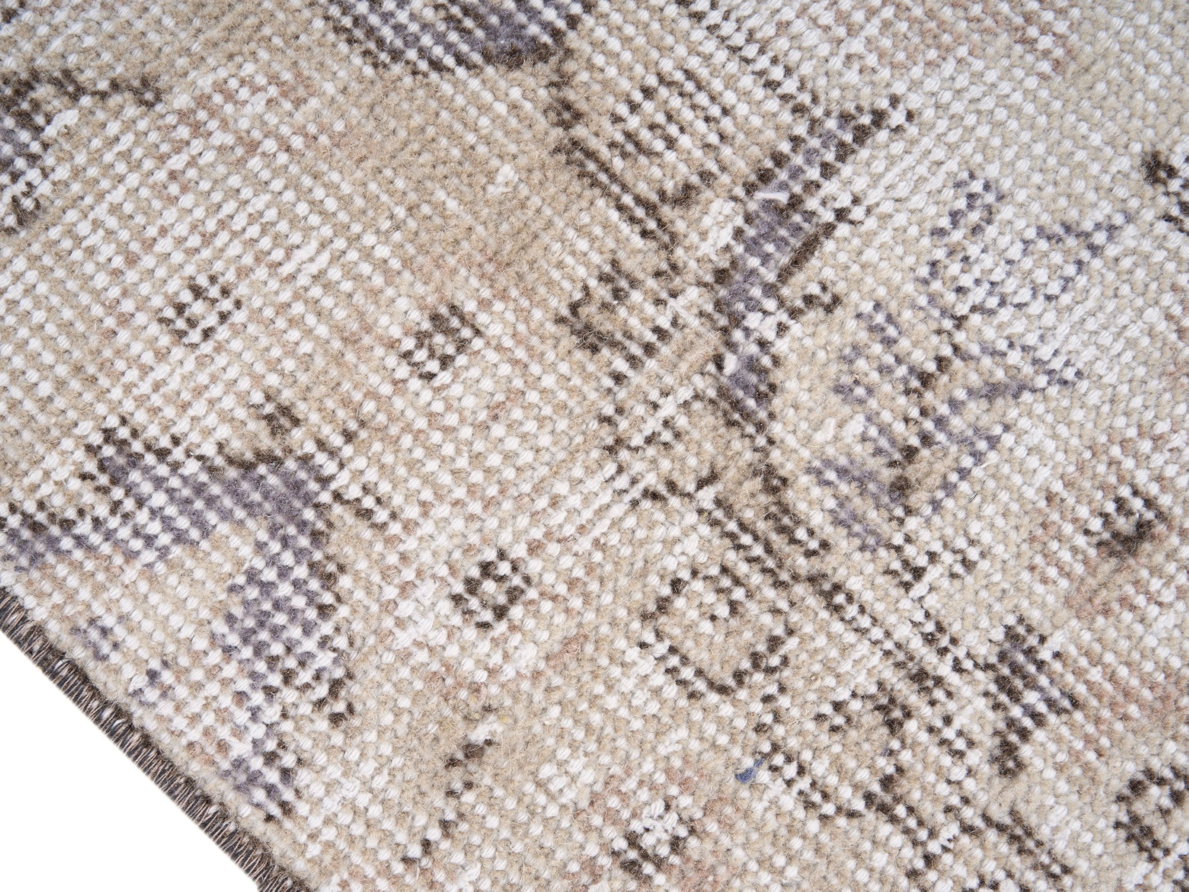 Turkish Isparta area rug in cream and taupe, view 6 of 10