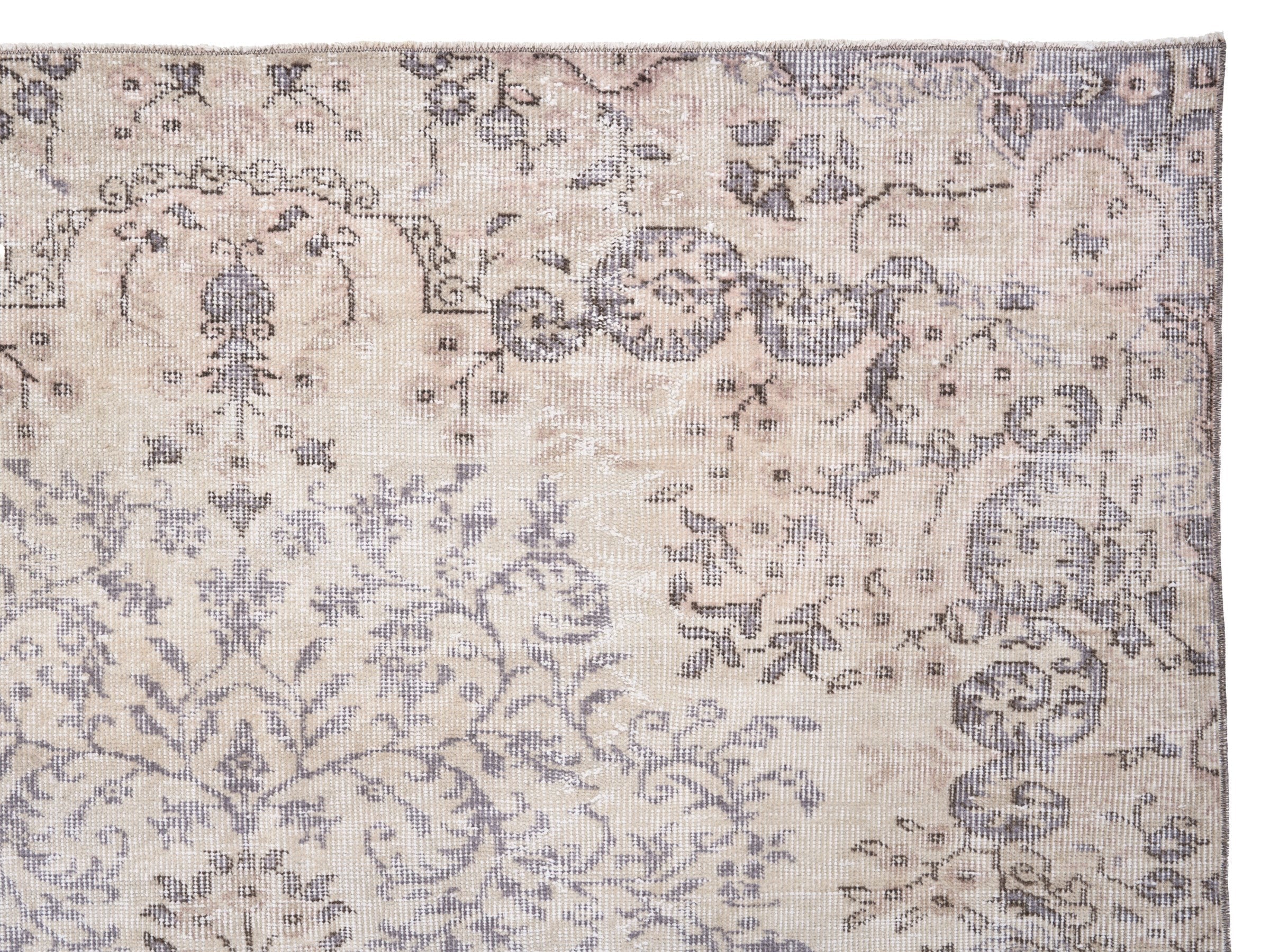 Turkish Isparta area rug in cream and taupe, view 8 of 10