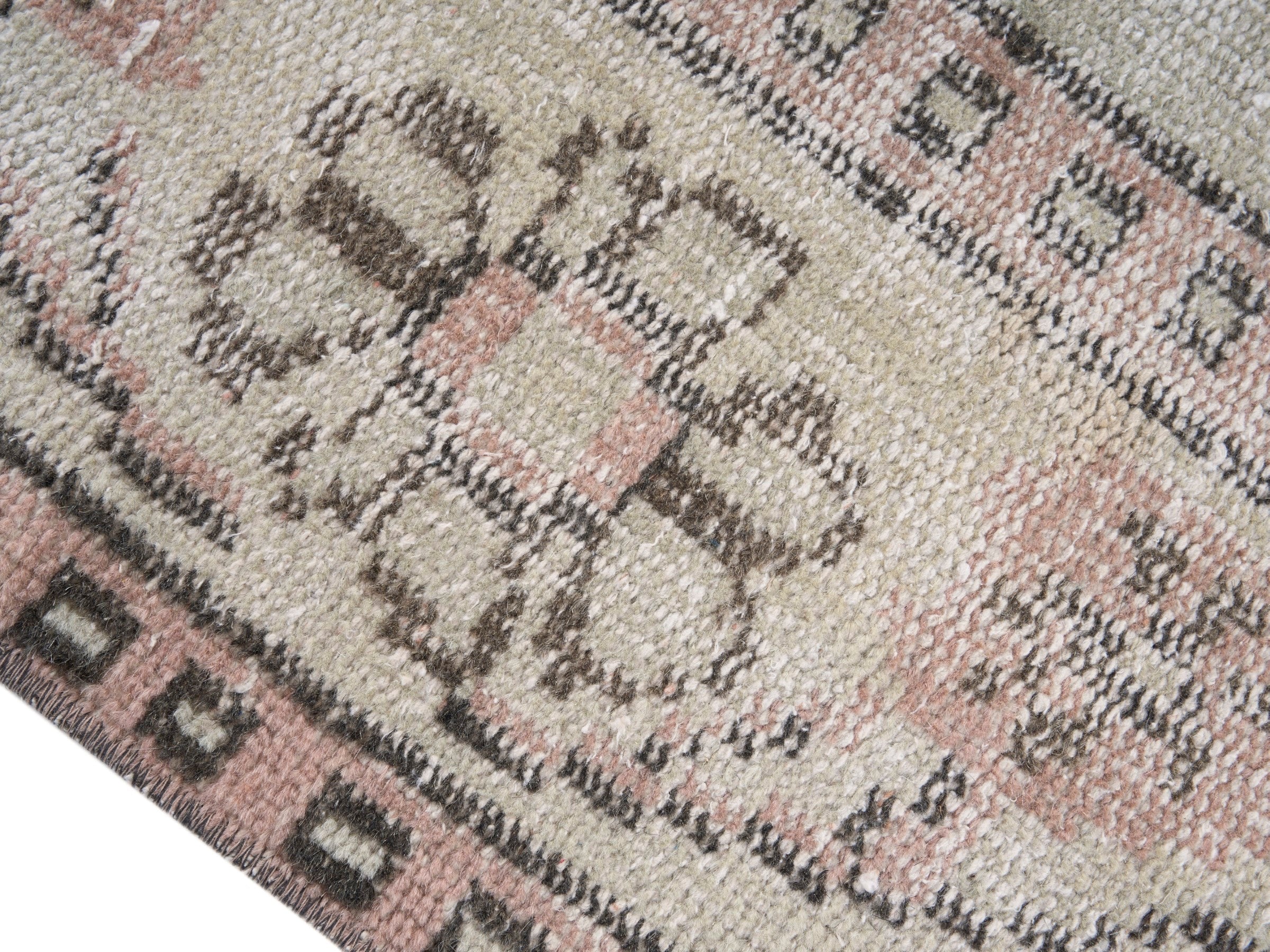 Turkish Manisa area rug in cream and muted pink, view 6 of 10