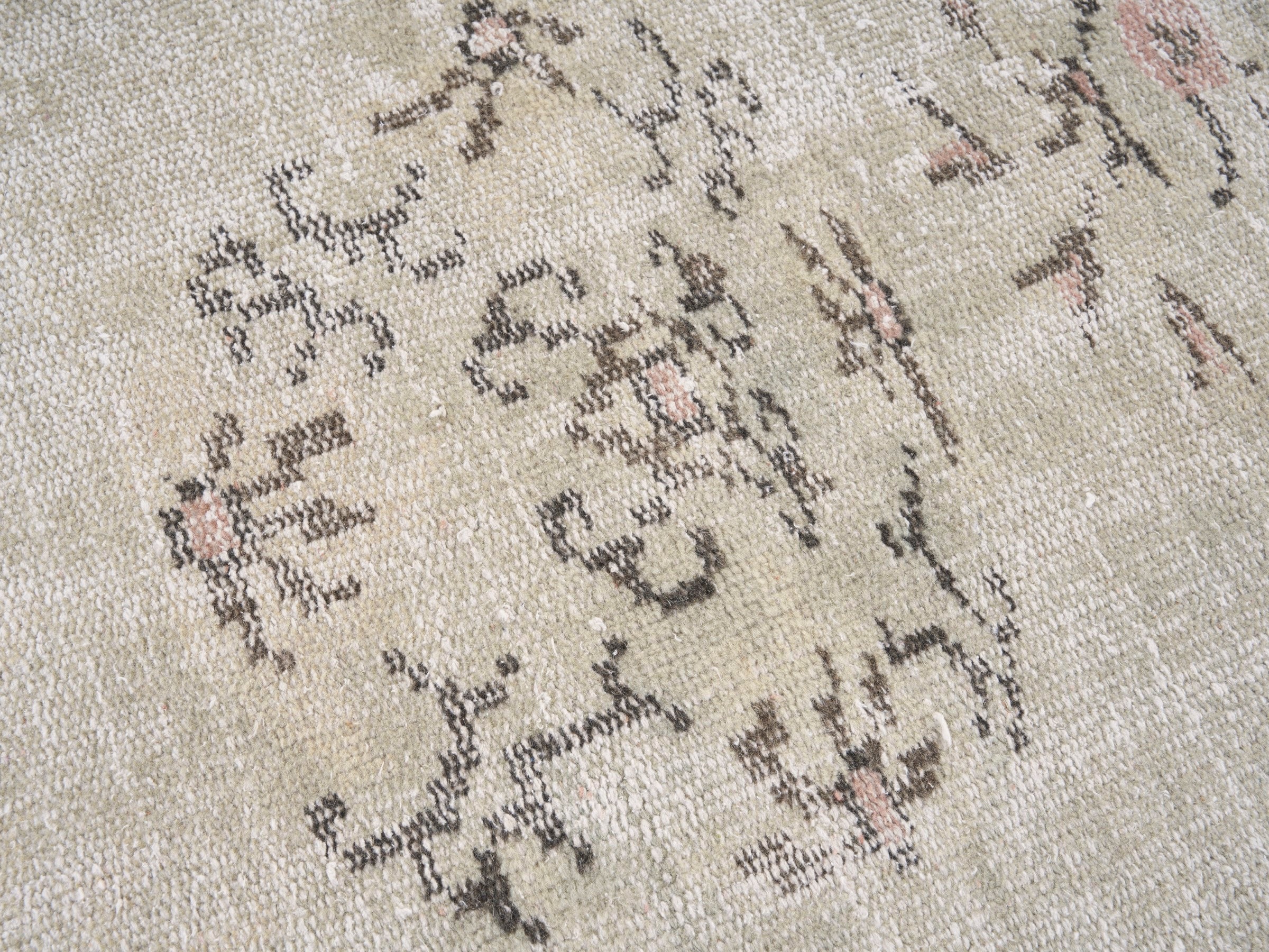 Turkish Manisa area rug in cream and muted pink, view 7 of 10