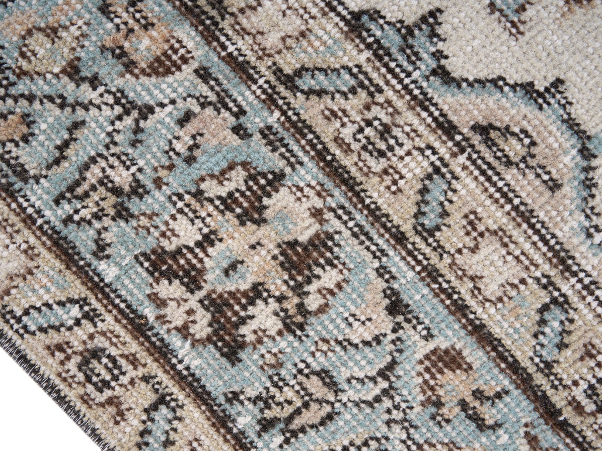Turkish Isparta area rug in cream and greige, view 6 of 10