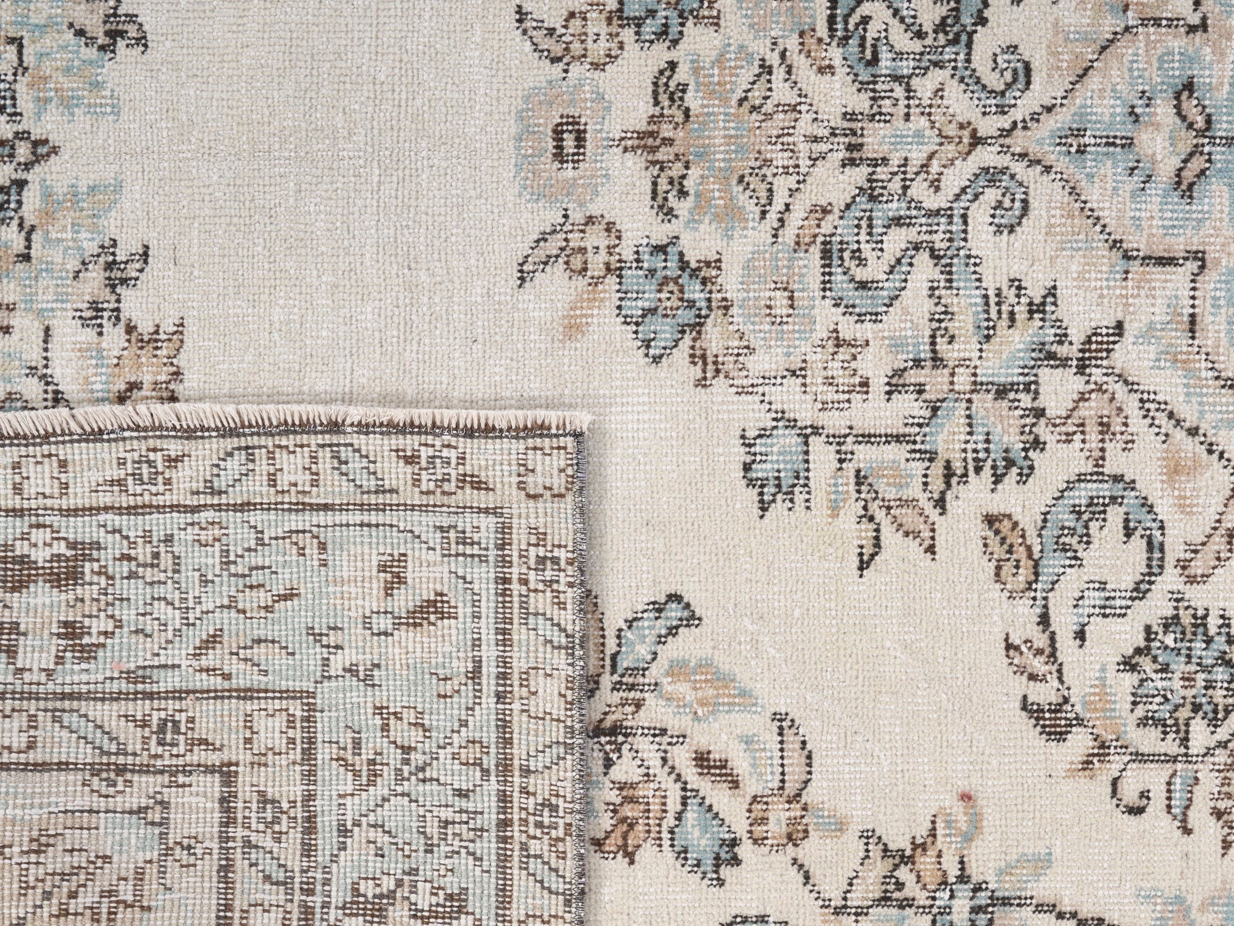 Turkish Isparta area rug in cream and greige, view 10 of 10