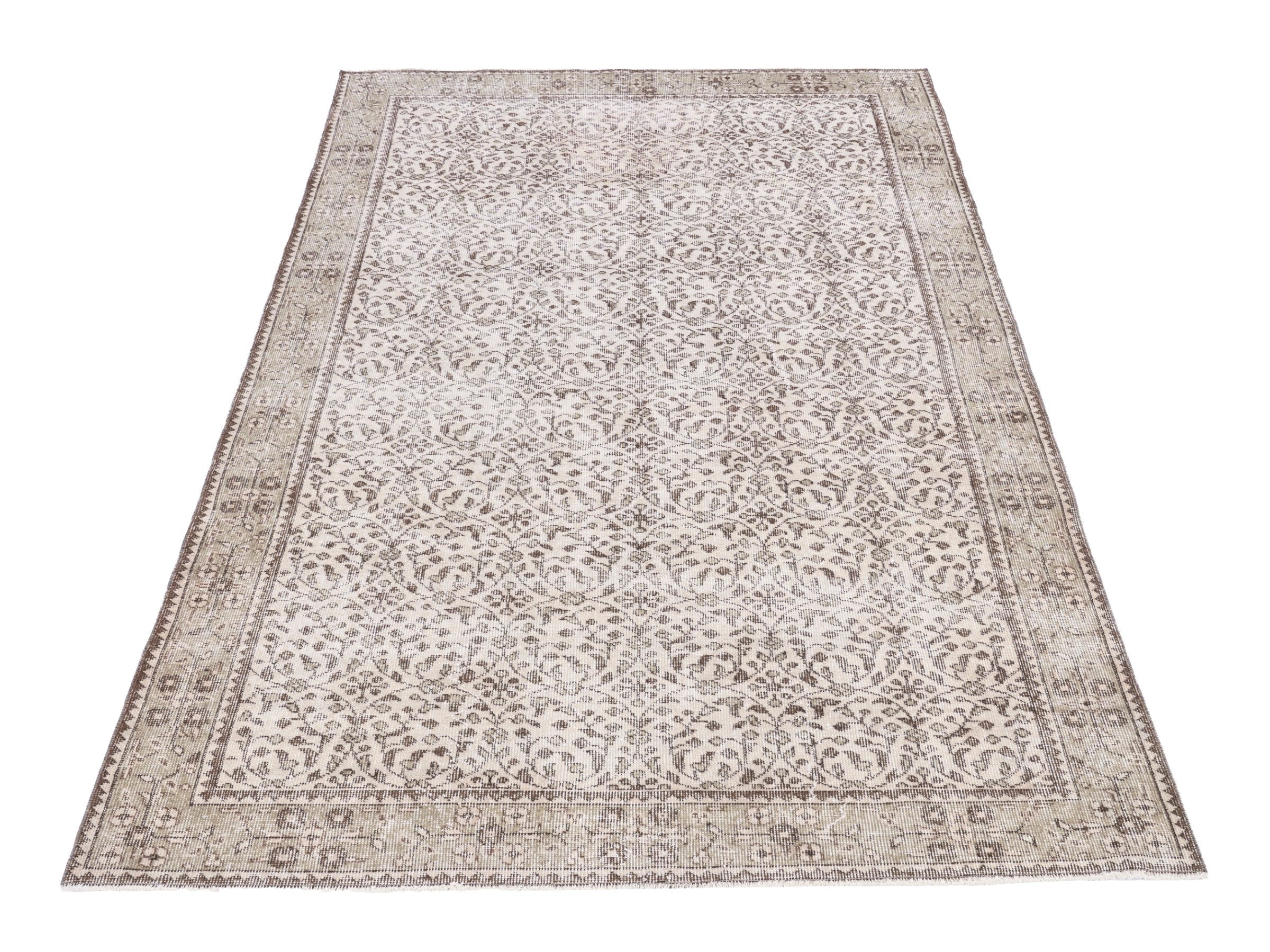 Turkish Isparta area rug in light gray and greige, view 2 of 10