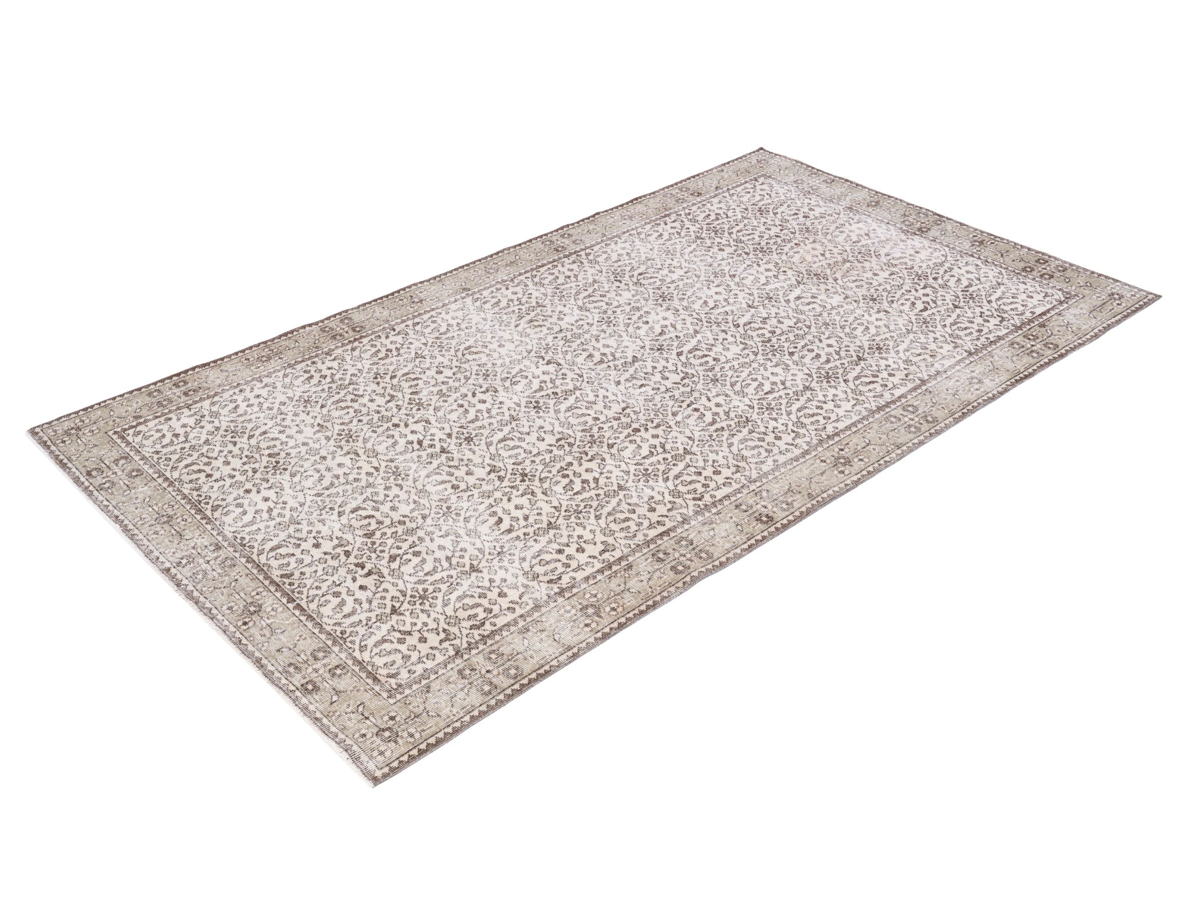 Turkish Isparta area rug in light gray and greige, view 3 of 10