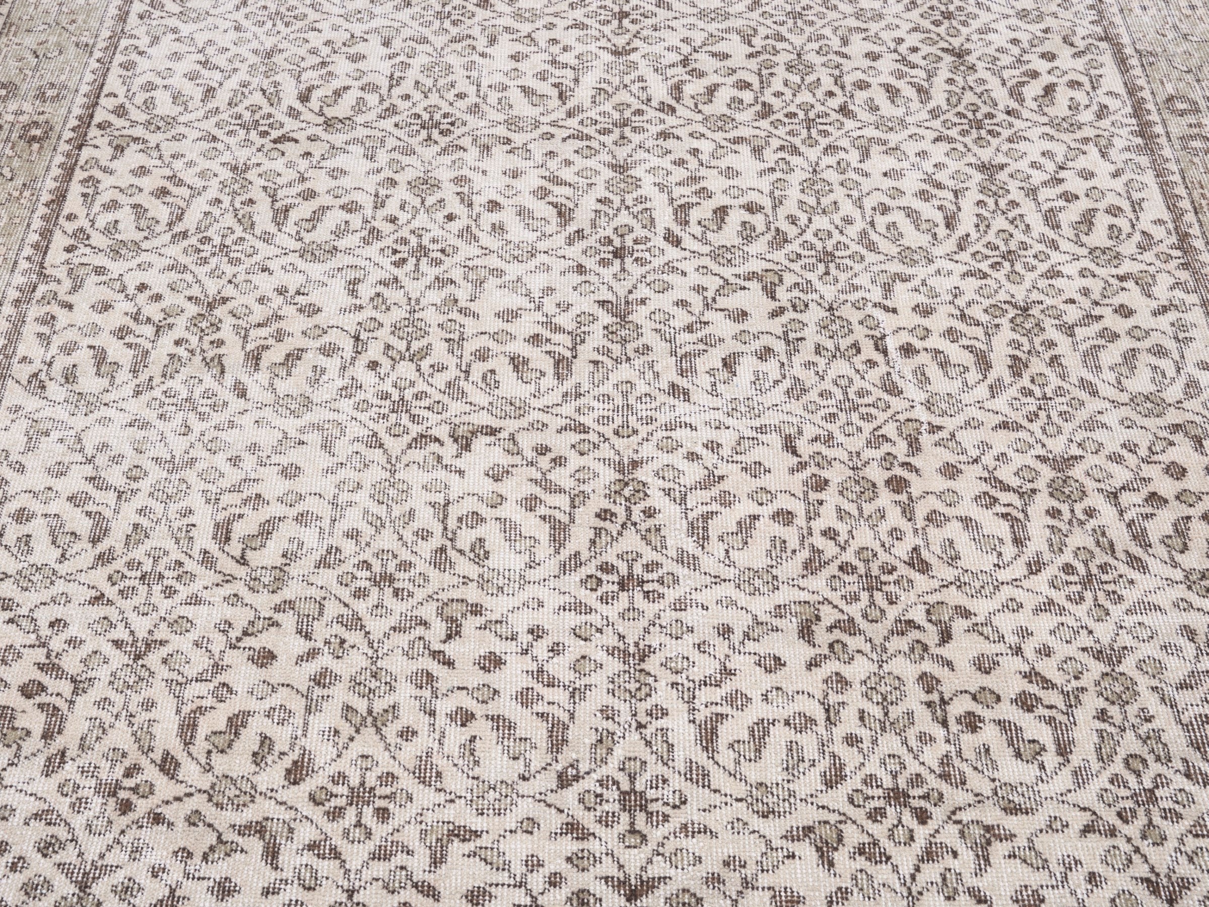 Turkish Isparta area rug in light gray and greige, view 4 of 10