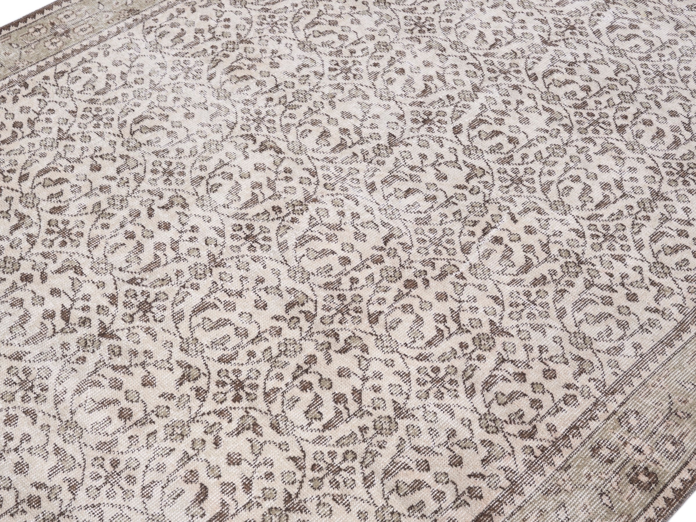 Turkish Isparta area rug in light gray and greige, view 5 of 10