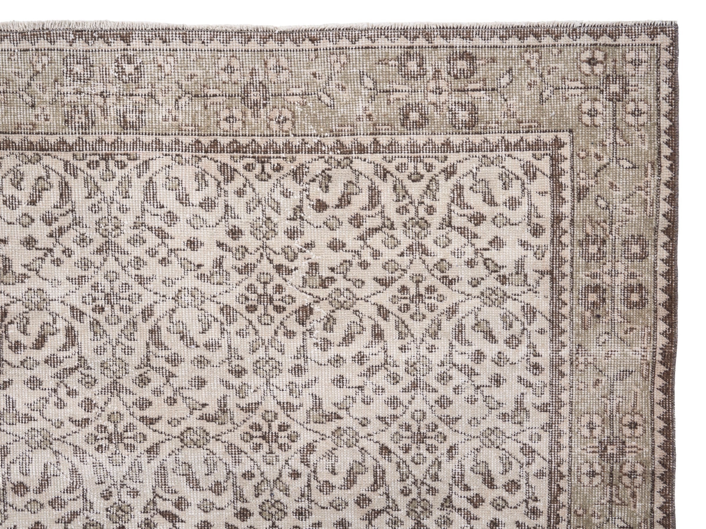 Turkish Isparta area rug in light gray and greige, view 8 of 10