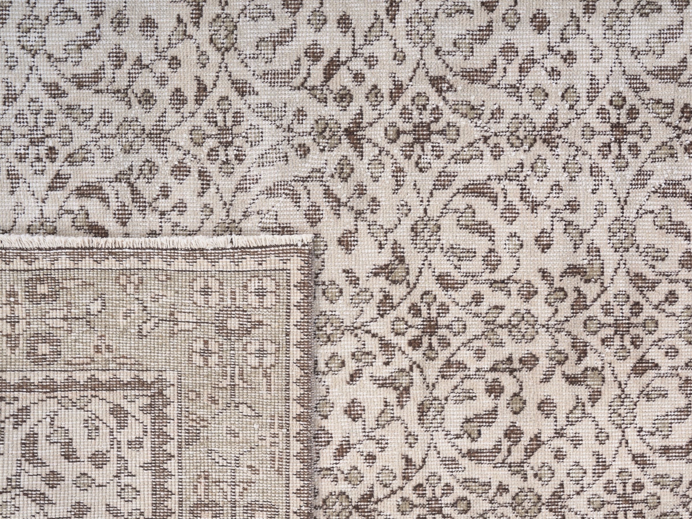 Turkish Isparta area rug in light gray and greige, view 10 of 10