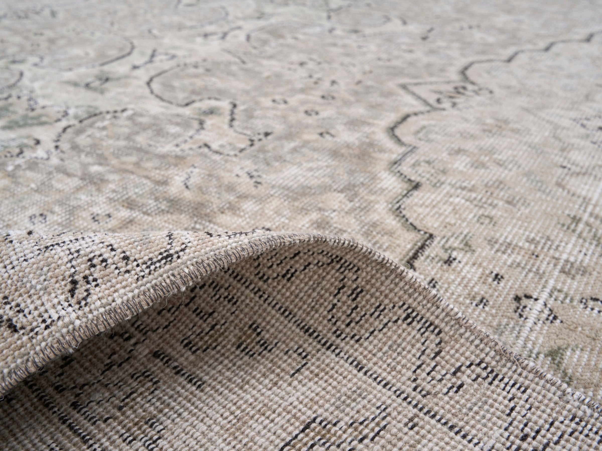 Turkish Isparta area rug in taupe and stone, view 9 of 10