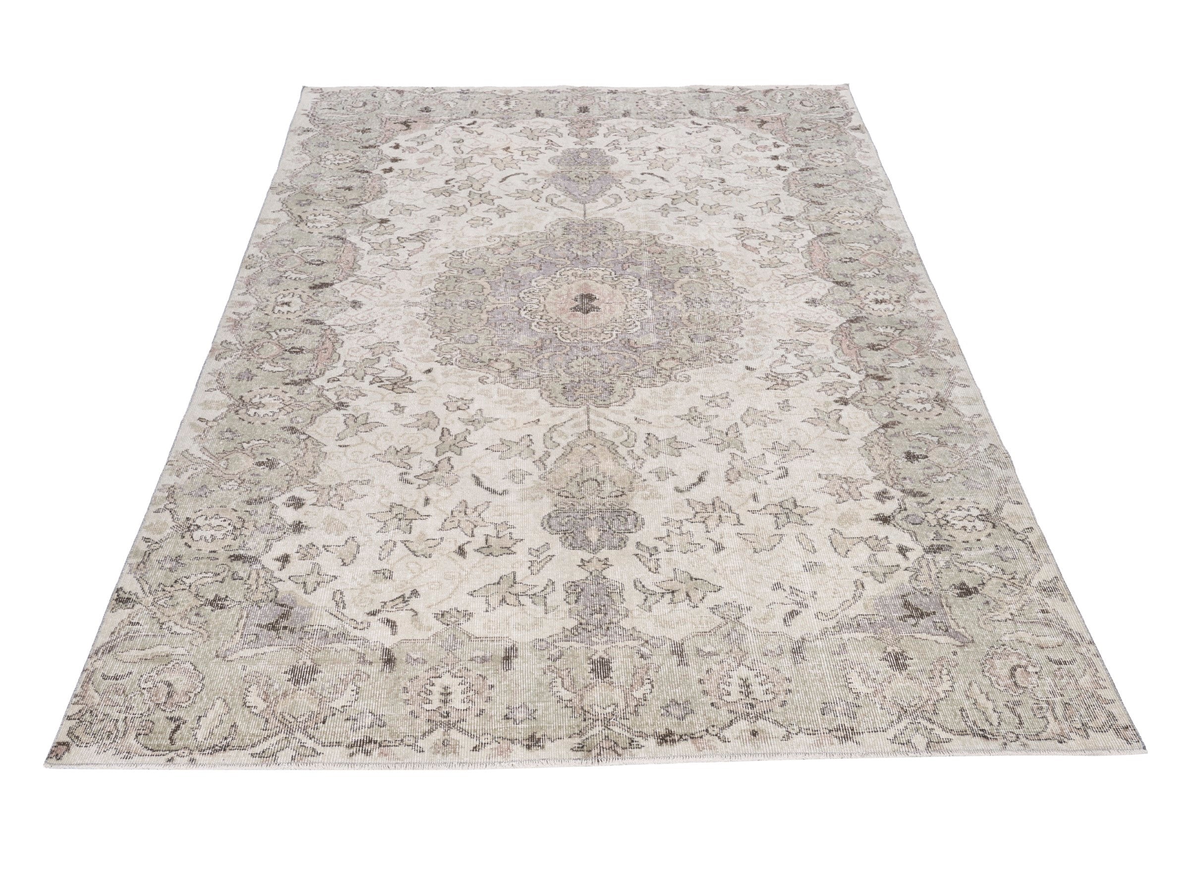 Turkish Isparta area rug in cream and taupe, view 2 of 10