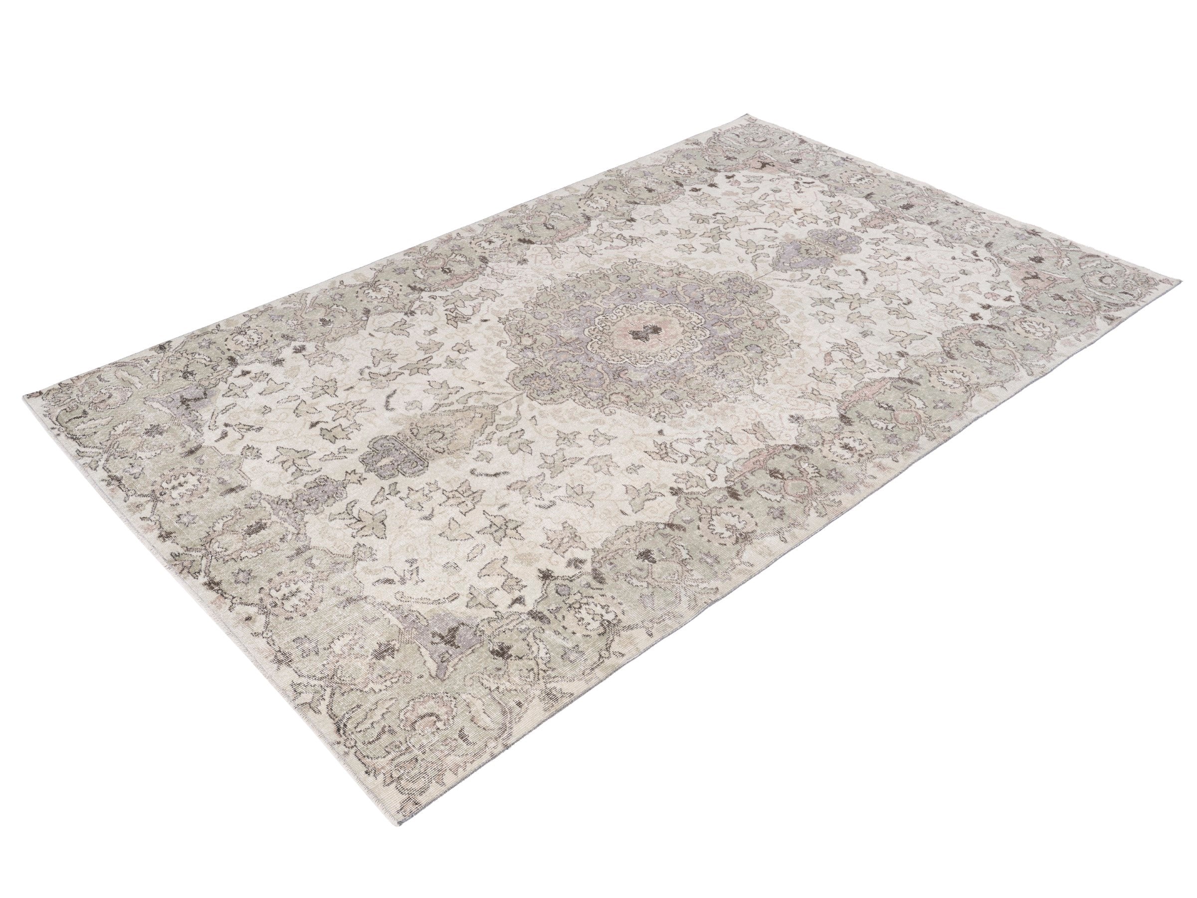Turkish Isparta area rug in cream and taupe, view 3 of 10