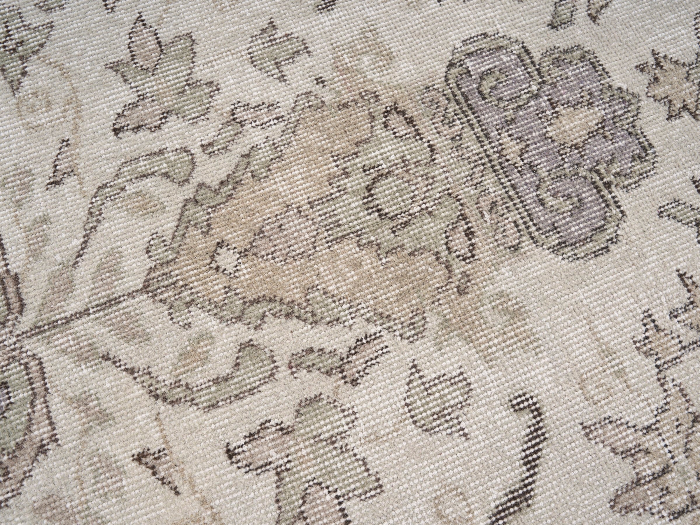 Turkish Isparta area rug in cream and taupe, view 7 of 10