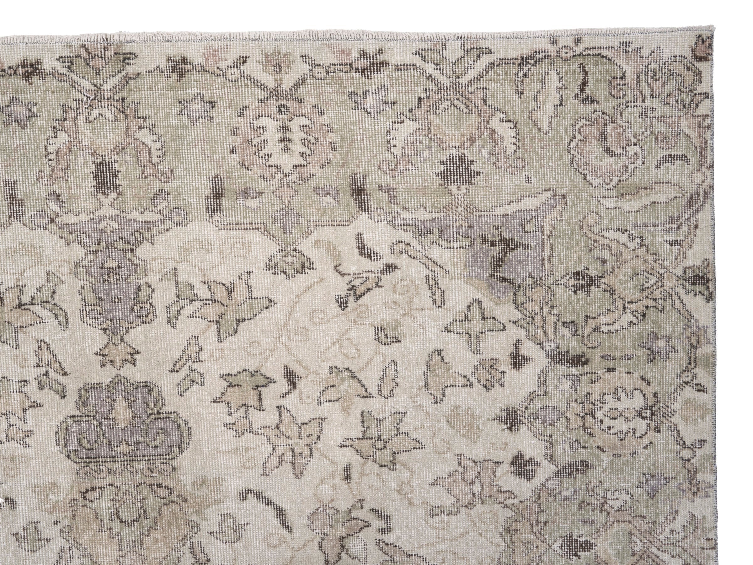 Turkish Isparta area rug in cream and taupe, view 8 of 10