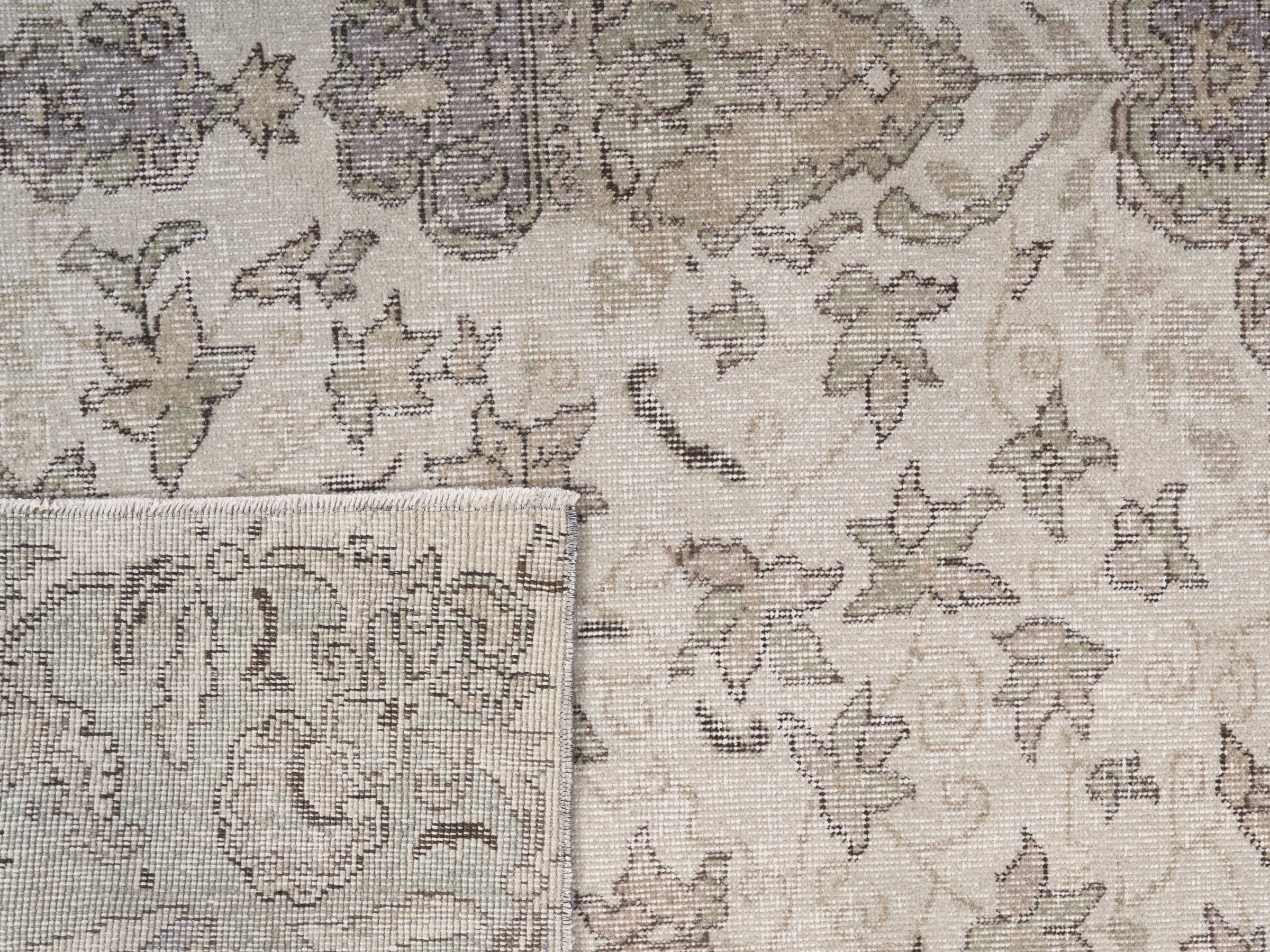 Turkish Isparta area rug in cream and taupe, view 10 of 10