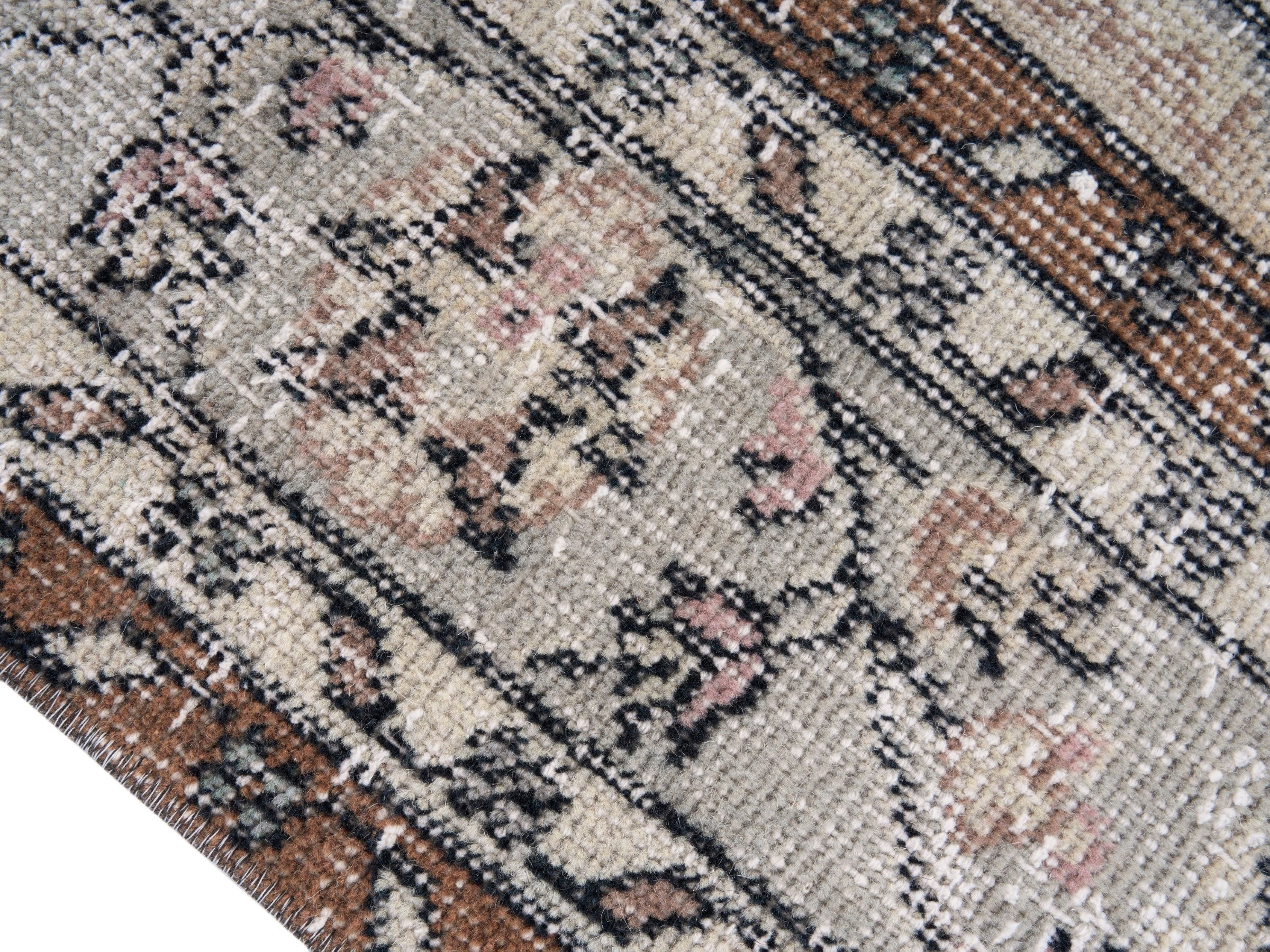 Turkish Isparta area rug in cream and greige, view 6 of 10