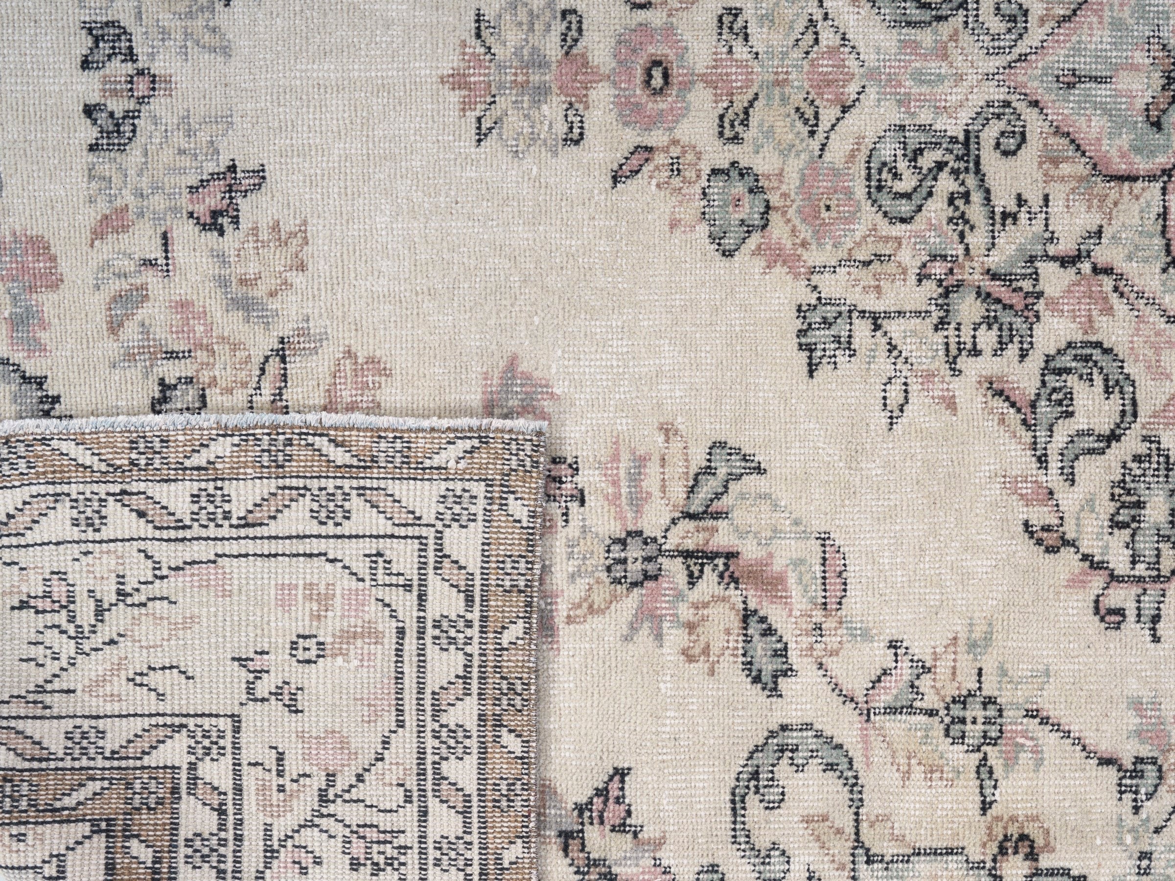 Turkish Isparta area rug in cream and greige, view 10 of 10