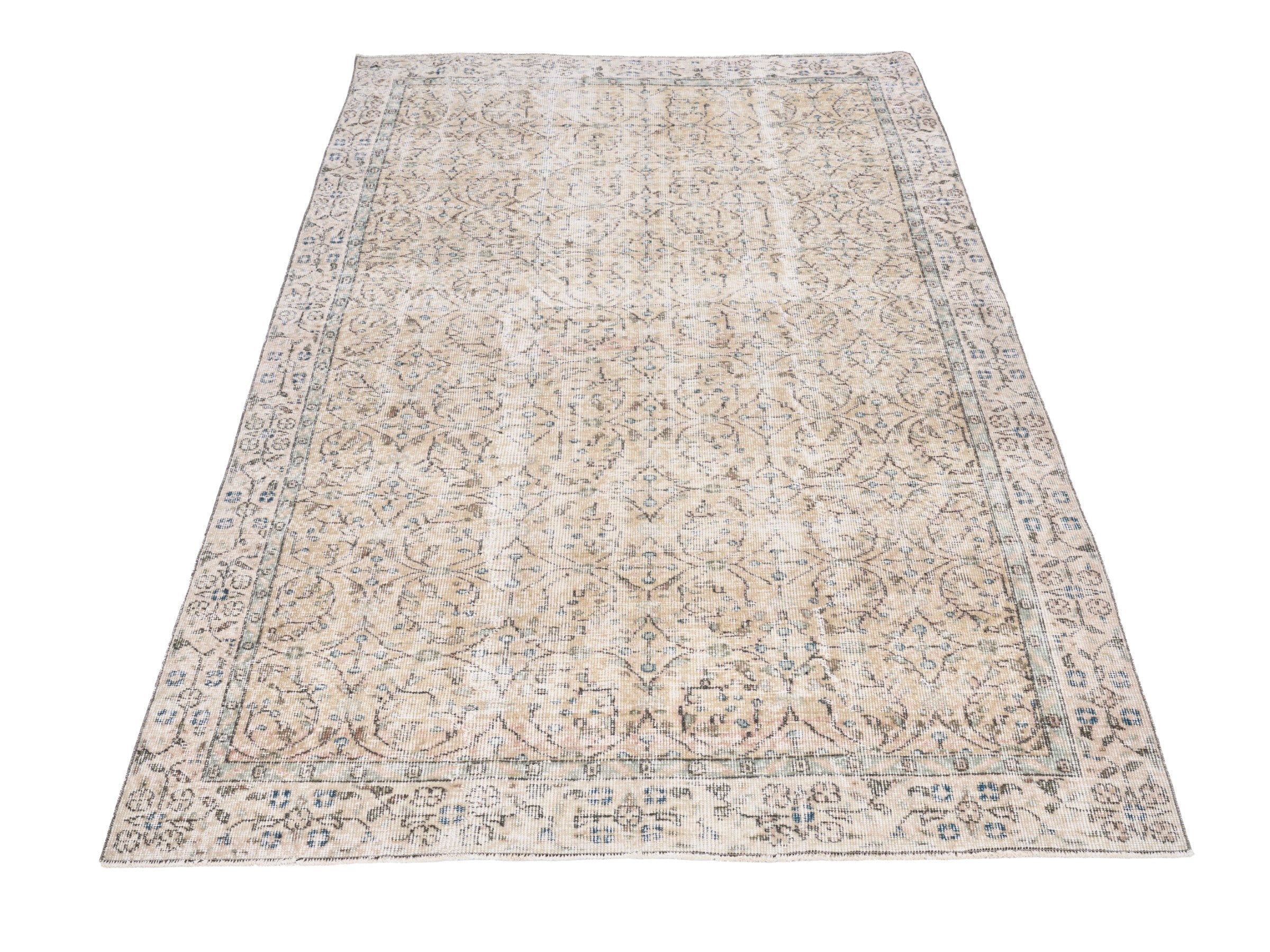 Turkish Isparta area rug in cream and tan, view 2 of 10
