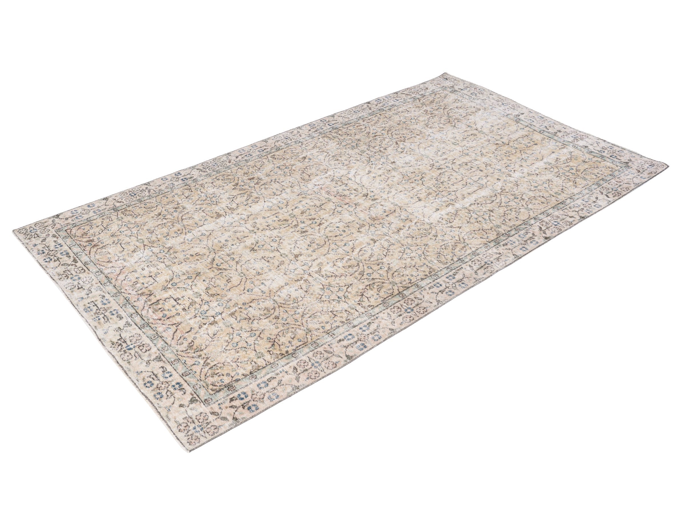 Turkish Isparta area rug in cream and tan, view 3 of 10