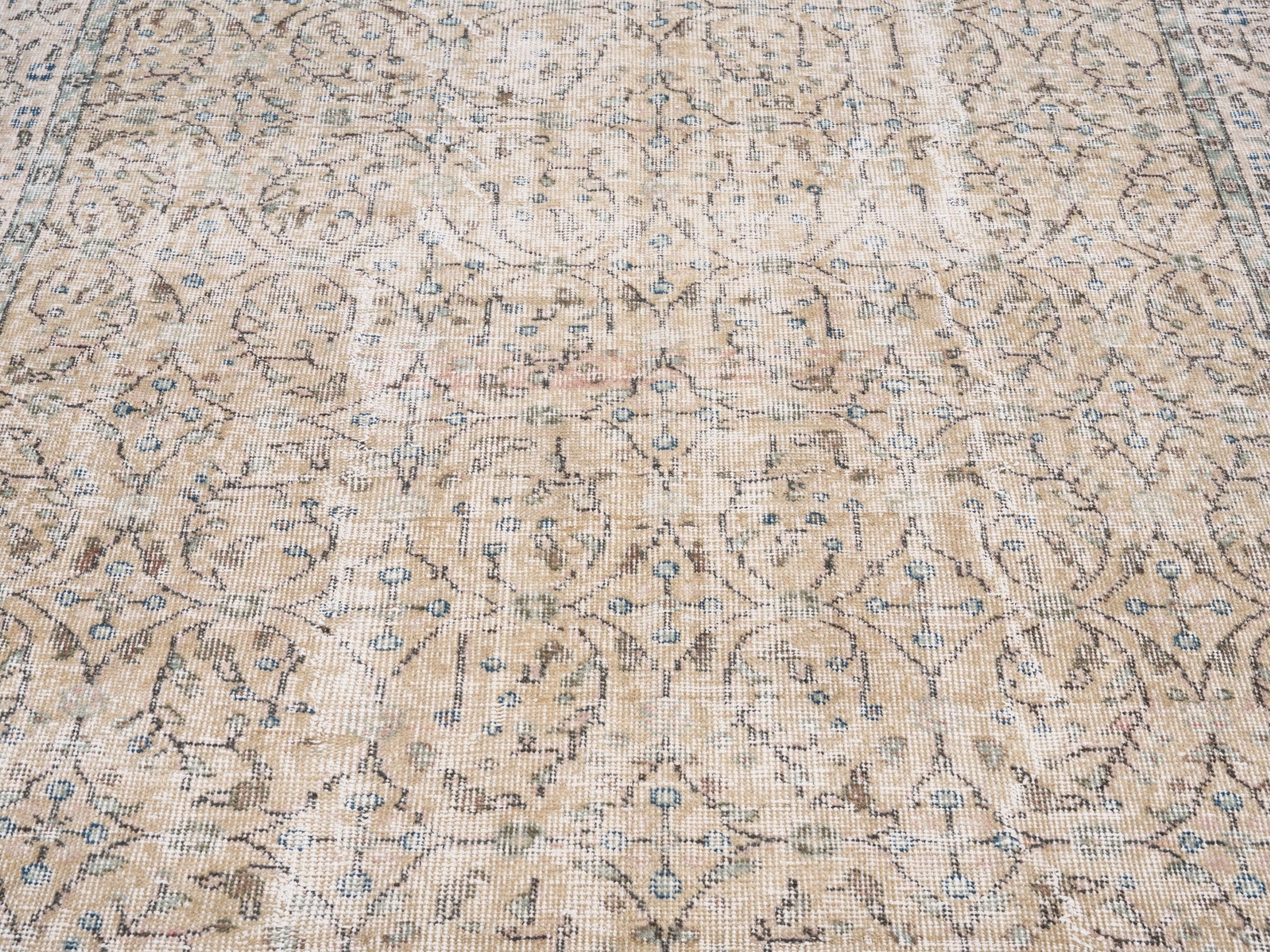 Turkish Isparta area rug in cream and tan, view 4 of 10