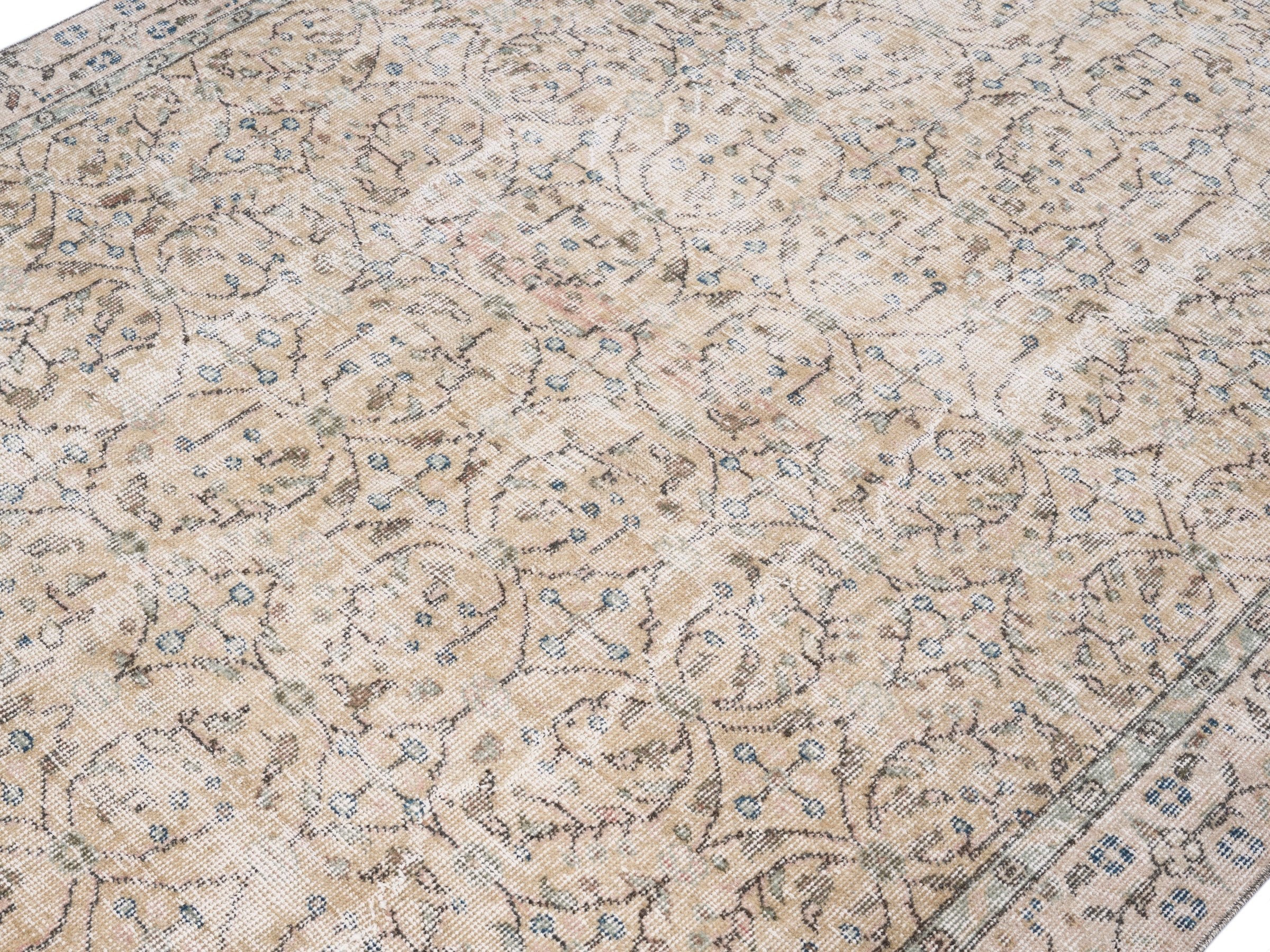 Turkish Isparta area rug in cream and tan, view 5 of 10