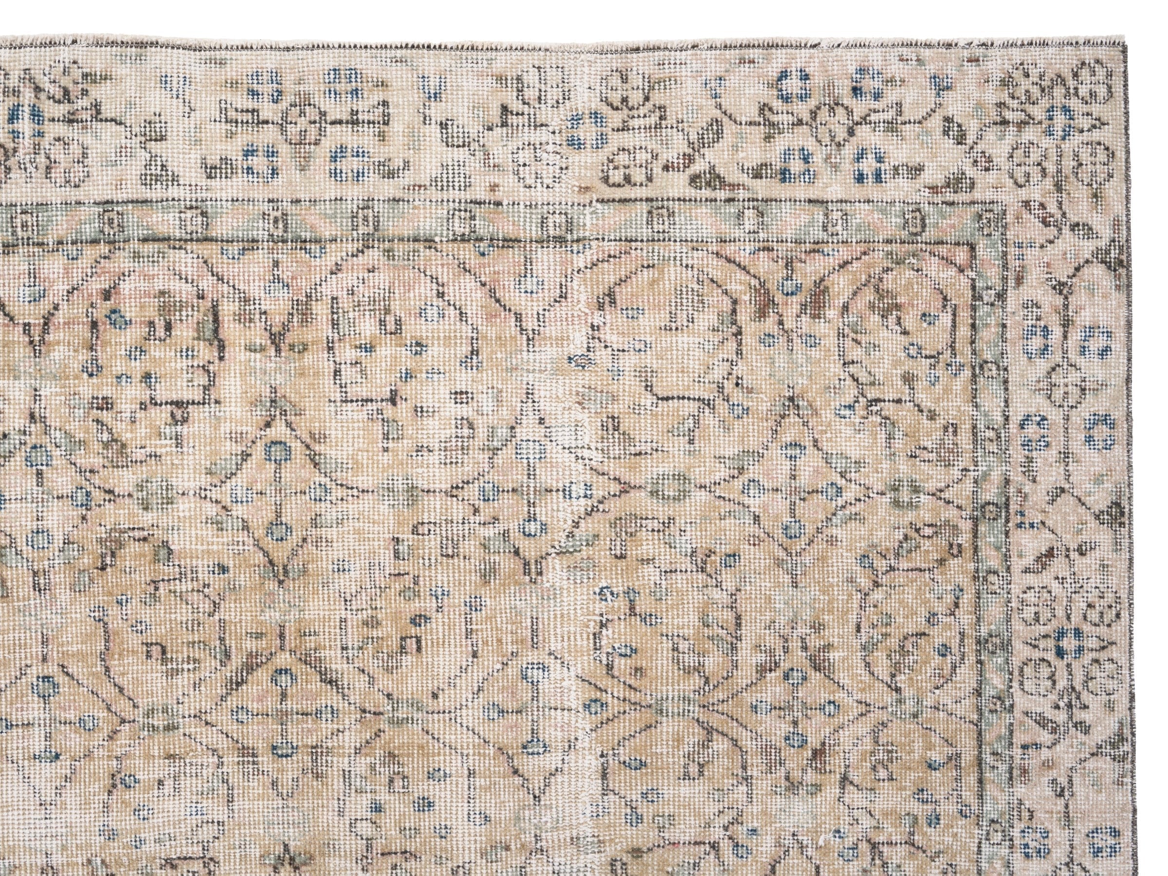 Turkish Isparta area rug in cream and tan, view 8 of 10