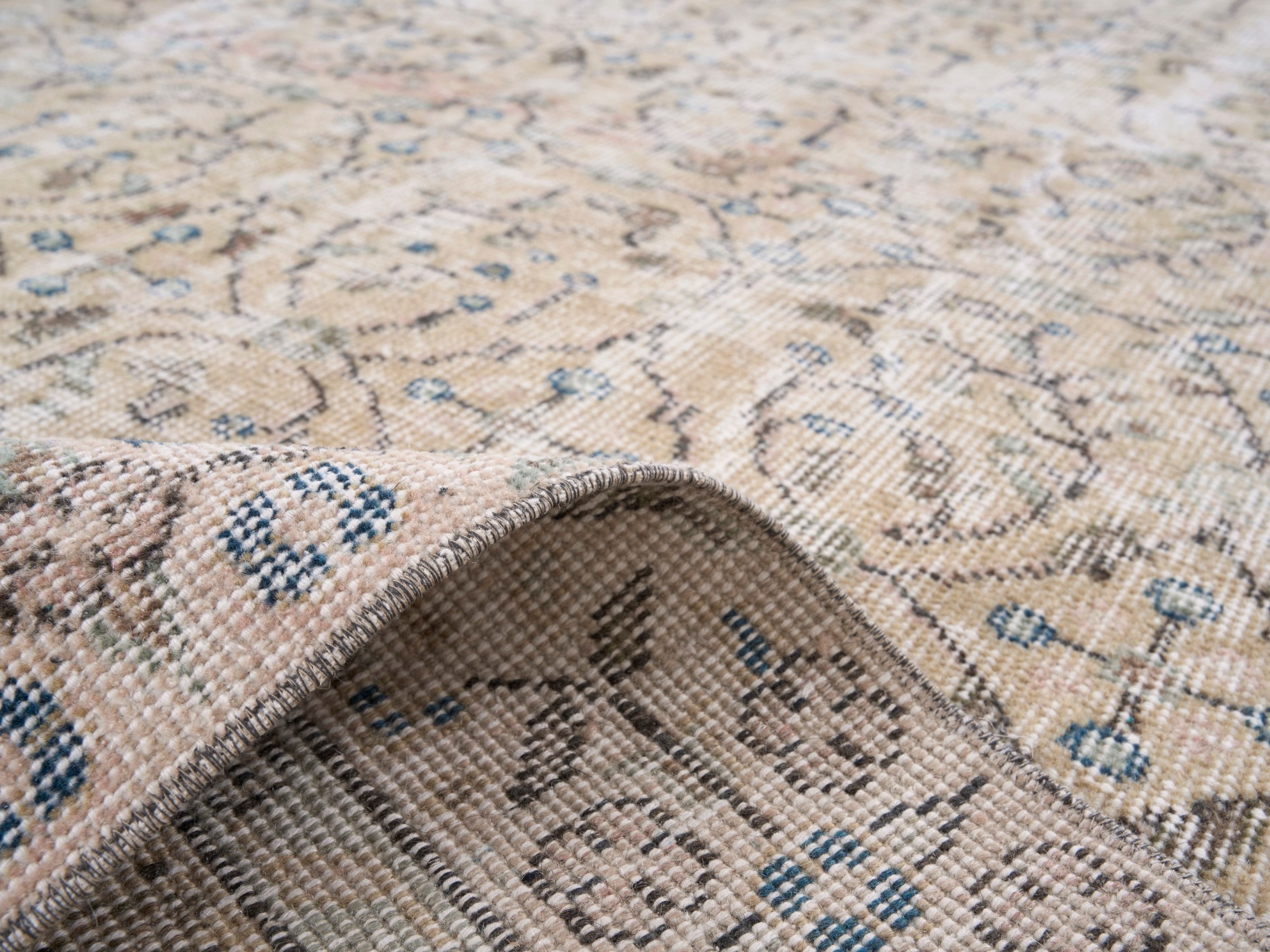 Turkish Isparta area rug in cream and tan, view 9 of 10